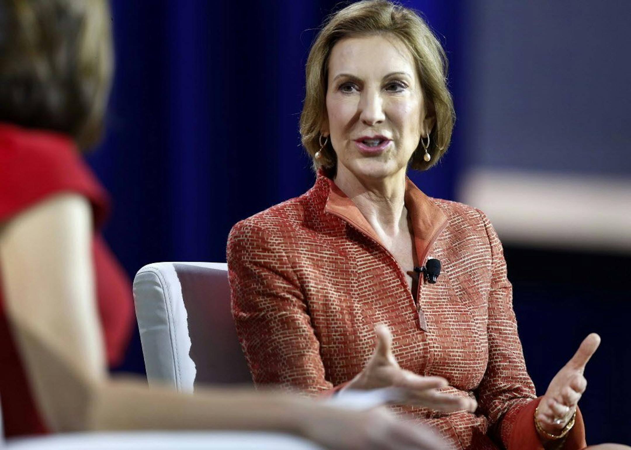 FILE - In this Aug. 19, 2015 file photo, Republican presidential candidate Carly Fiorina speaks in Londonderry, N.H.