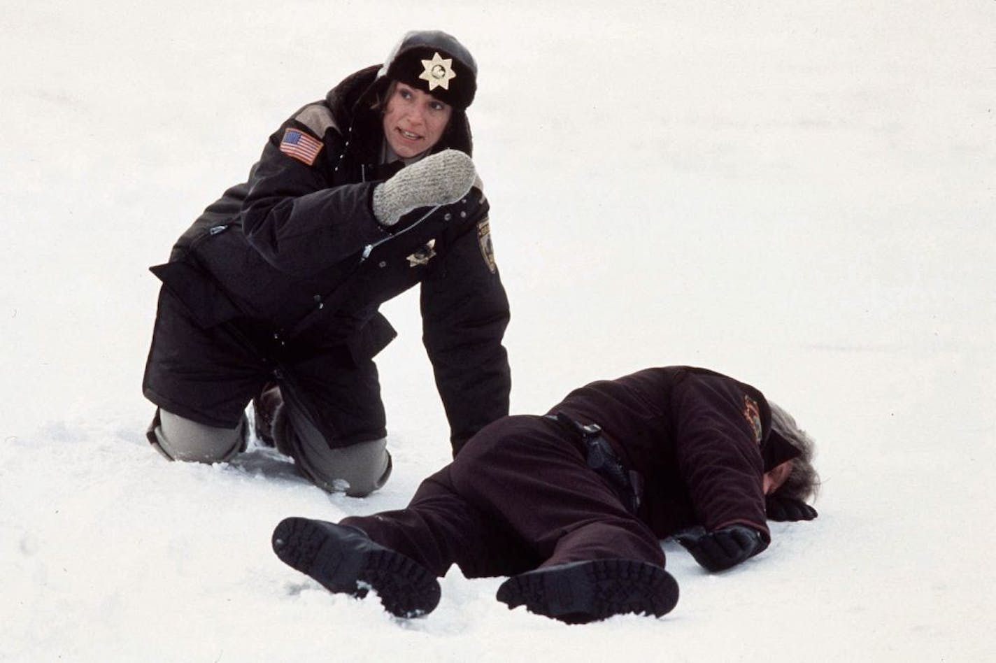 FILE - In this 1996 file publicity photo originally released by Gramercy Pictures, actress Frances McDormand, left, is shown in this scene from the movie "Fargo." When the movie debuted in 1996, many residents in the North Dakota city were not fans of the film�s dark humor, not to mention the heavy accents. But the fame and cash from the movie eventually brought many Fargo residents around. Now, 16 years later, Fargo awaits the debut of a new cable television show by the same name. And many resi