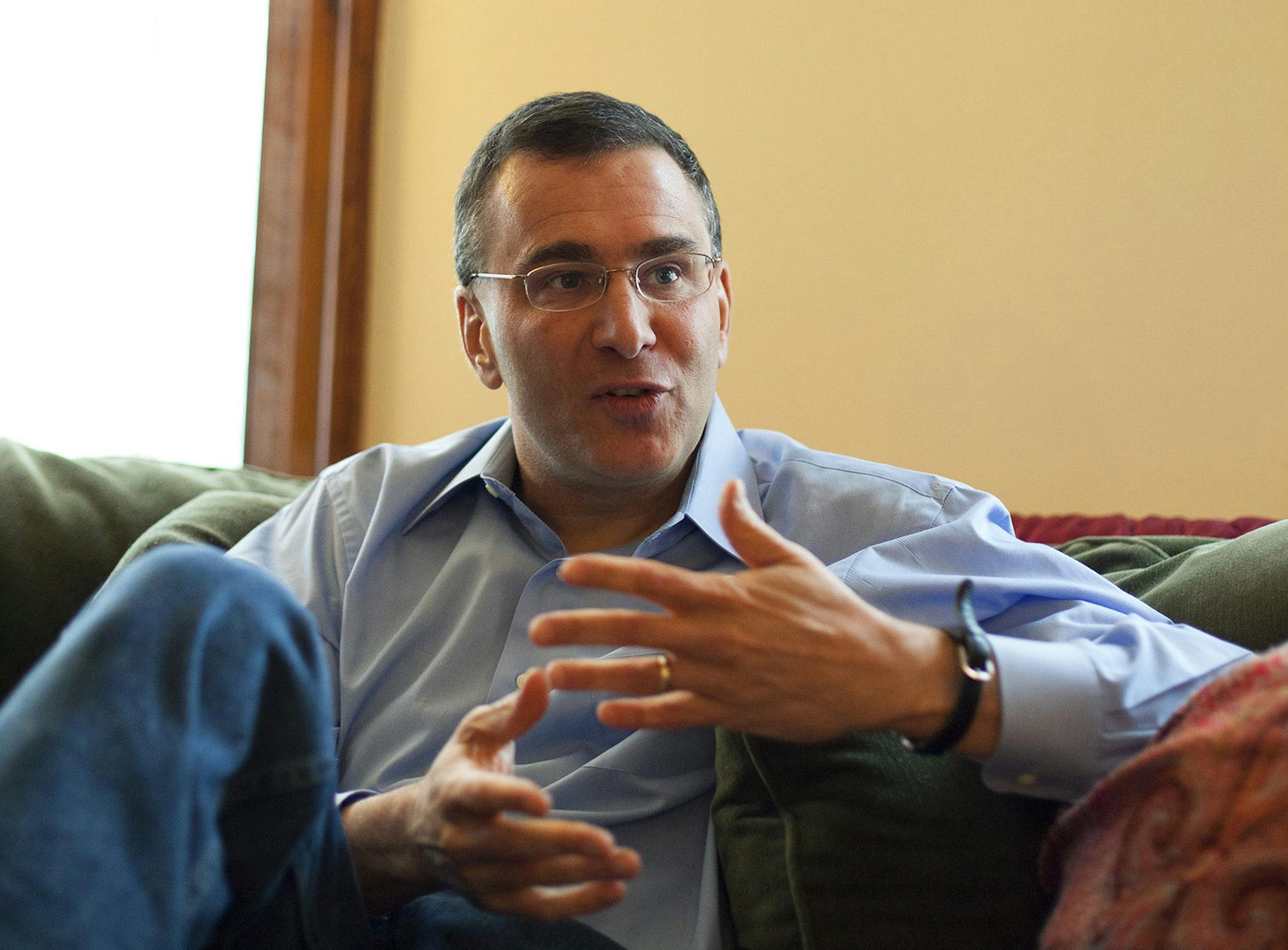 Health economist Jonathan Gruber, a key architect of the Affordable Care Act, at his home in Lexington, Mass. (Evan McGlinn/New York Times)