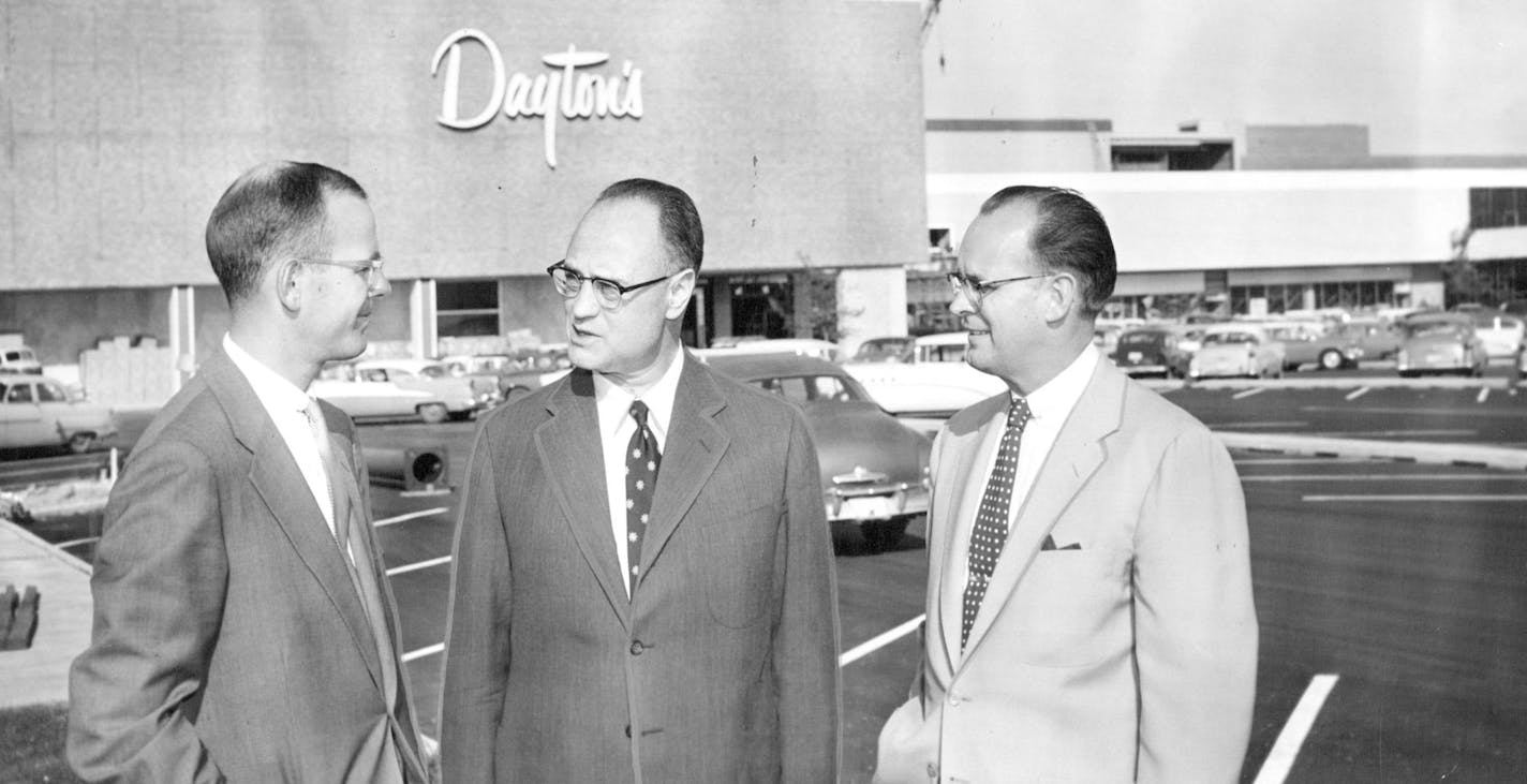 September 8, 1956 Prudential, Dayton executives Visit Southdale Left to right, Bruce B. Dayton, Carrol M. Shanks, Orville E. Beal Prudential Head sees Good Business Ahead Although worried by the threat of inflation, the president of Prudential Insurance Co. said Friday in Minneapolis he sees only good business conditions ahead. Carrol M. Shanks added that, in fact, business may be so good it will aggravate the inflation problem. September 7, 1956 Minneapolis Star Tribune