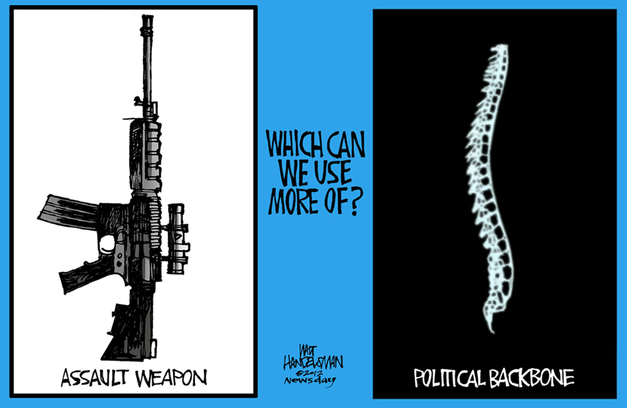 Walt Handelsman cartoon for Dec. 18, 2012. Topic: The Newtown massacre.