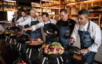 FireLake Grill executive chefs — from left, Albert Raven, Leonard Ventura, Edgar Beas, Robert Foster  and Dinesh Jayawardena — unveiled their ingr