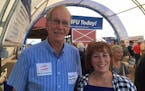 Jim Nichols with Erin Murphy at Farmfest. Nichols, a southwestern Minnesota farmer and elder statesman in state politics, is endorsing Murphy this yea