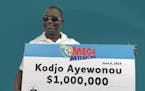 Kodjo Ayewonou, of Coon Rapids, stepped forward last week with a Mega Millions lottery ticket worth $1 million before taxes. Credit: Minnesota Lottery