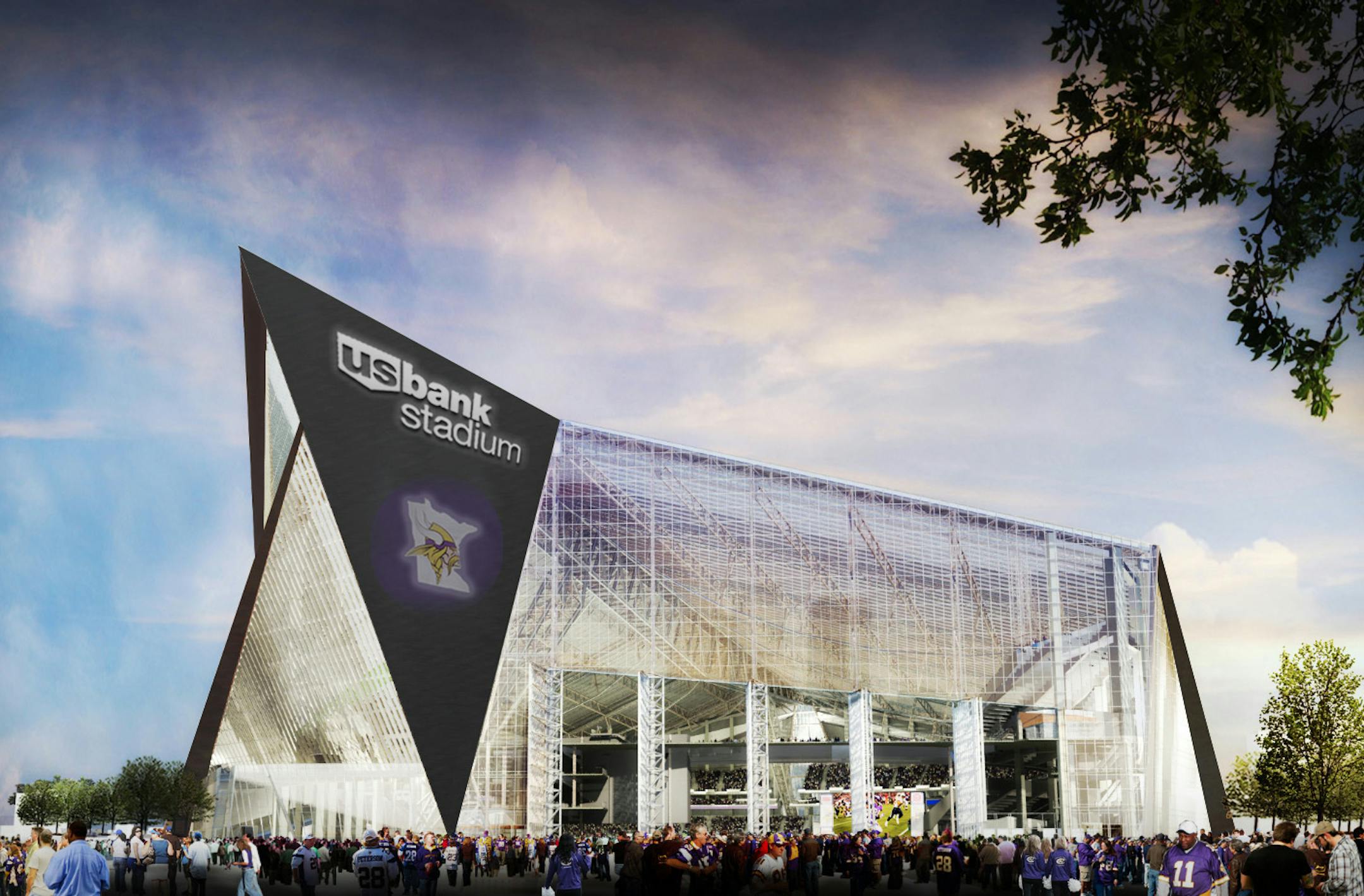 Artist's rendering of U.S. Bank Stadium, where the 2020 College Football Playoff National Championship game would be held if Minneapolis' bid is successful. The city will find out Wednesday.