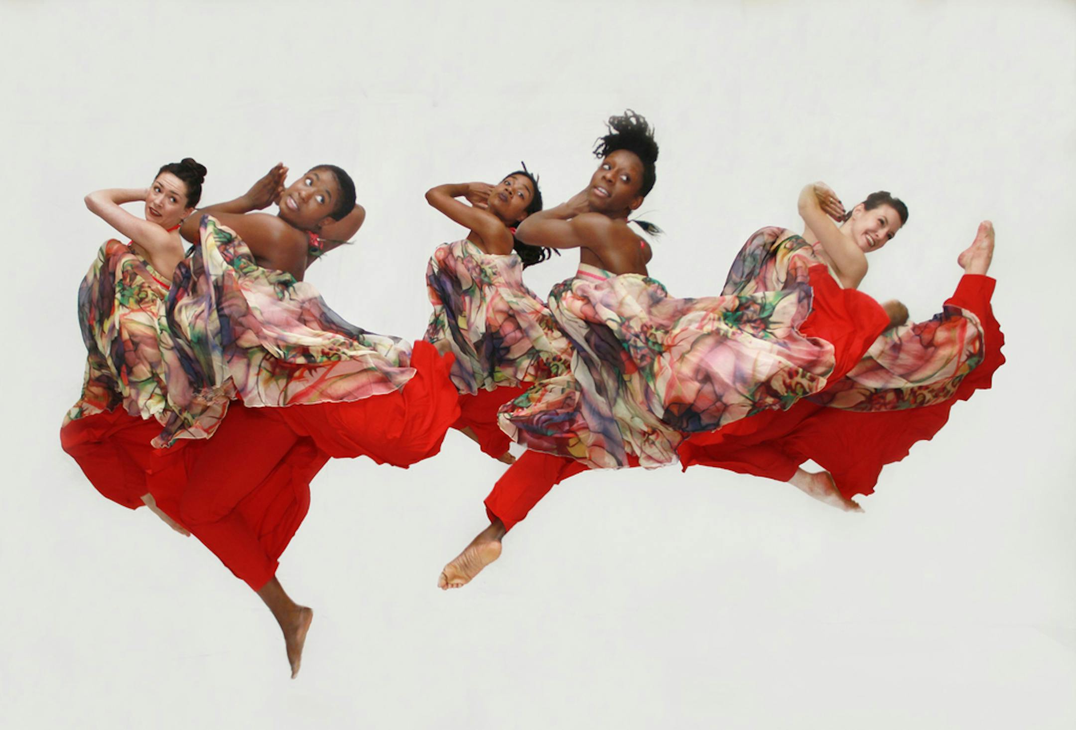 Shannon Mulcahy, Gabrielle Abram, Leanna Browne, Alanna Morris-Van Tassel and Gemma Isaacson of Contempo Physical Dance. credit: Jenny Pennaz