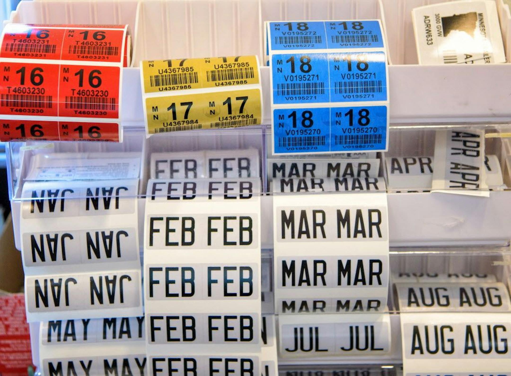 Car tabs at the Carver County Service Center in Chanhassen.