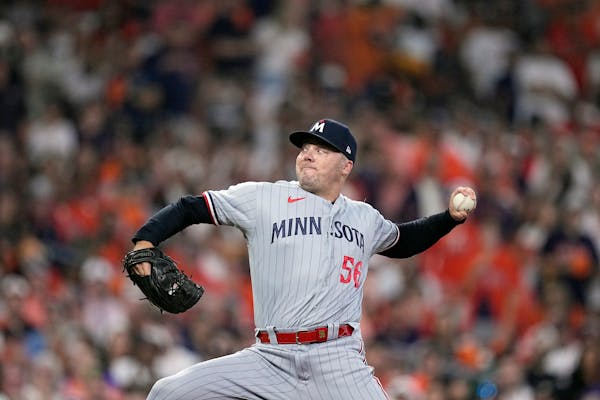 Caleb Thielbar, the only lefthander in the Twins bullpen, gave up a home run to lefthanded hitting Yordan Alvarez in Game 1 in a loss to the Astros.