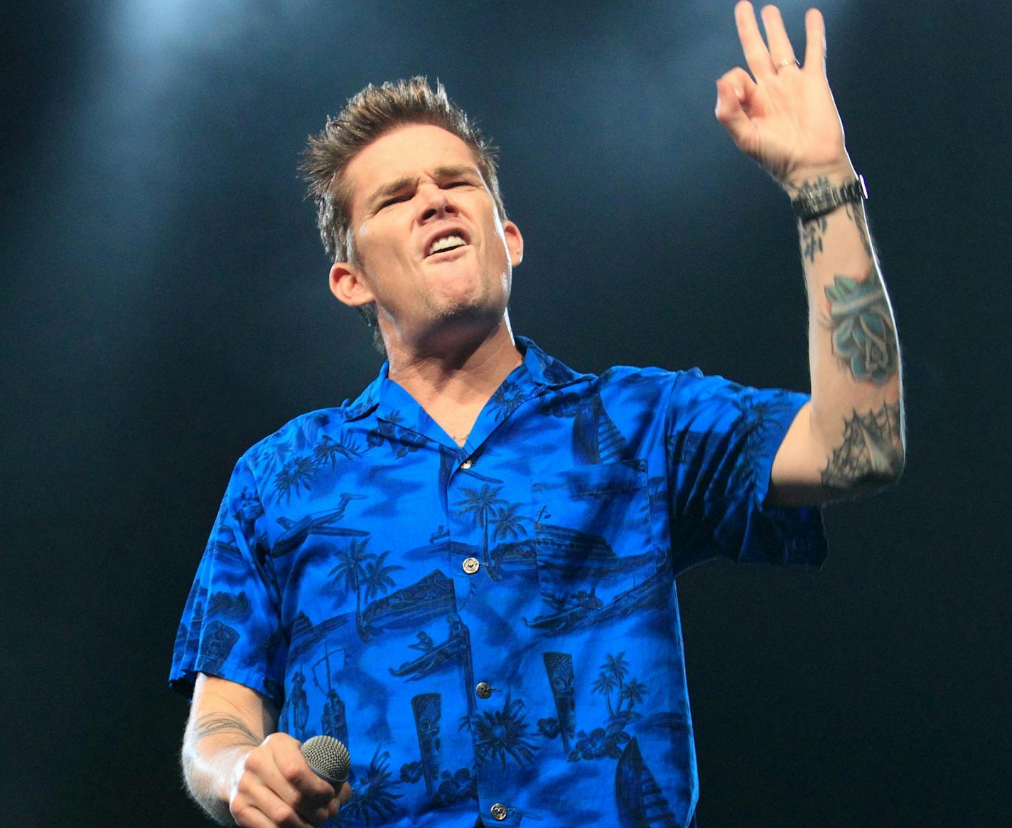 Mark McGrath of the rock band Sugar Ray performs on the Under The Sun 2013 Tour at The Electric Factory on Saturday, August 3, 2013, in Philadelphia. (Photo by Owen Sweeney/Invision/AP) ORG XMIT: INVW