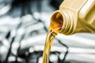 Conventional and synthetic motor oils are interchangeable.