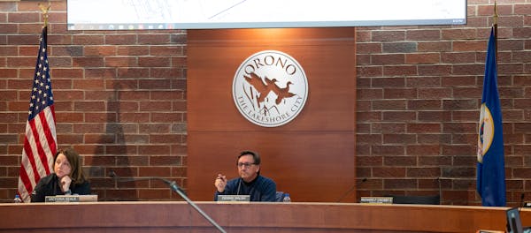 Orono City Council Member Victoria Seals and Mayor Dennis Walsh at a Feb. 13 council meeting.