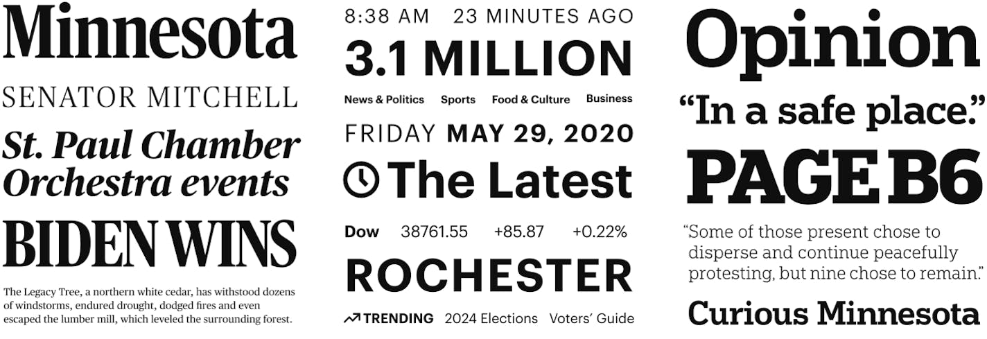 Rebranded typography for the new Minnesota Star Tribune