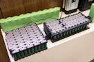 A lithium battery pack is seen in an exhibition area at the Tianneng Battery Group facility in Huzhou, China, last month. 