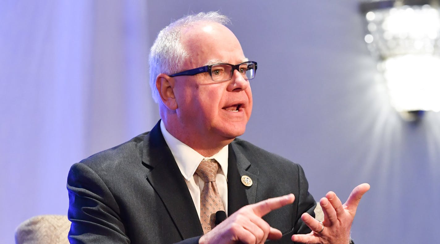 U.S. Congressman Tim Walz (DFL) ] GLEN STUBBE &#xef; glen.stubbe@startribune.com Friday, January 26, 2018 Minnesota candidates for governor gathered for a forum sponsored by the Center for Rural Policy and Development and the Minnesota Newspaper Association. ORG XMIT: MIN1801261653341347