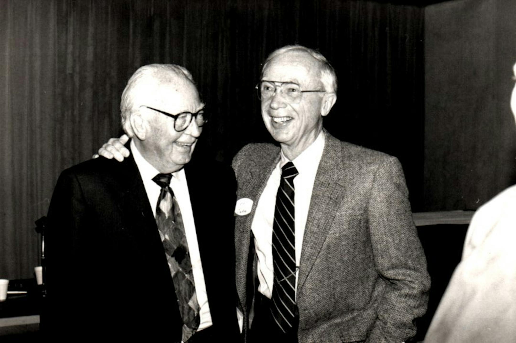 Thomas "Tom" Swain (right) photographed with his friend and mentor Minnesota Governor Elmer L. Andersen (right) sometime in the 80’s.