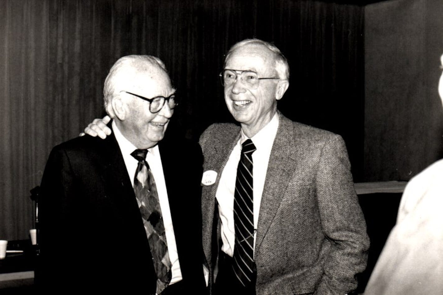 Thomas "Tom" Swain (right) photographed with his friend and mentor Minnesota Governor Elmer L. Andersen (right) sometime in the 80’s.
