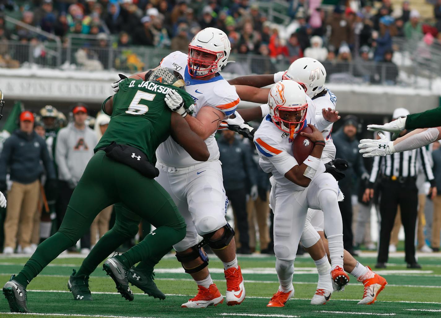 Boise State offensive lineman Ezra Cleveland was part of the Vikings' record draft class.