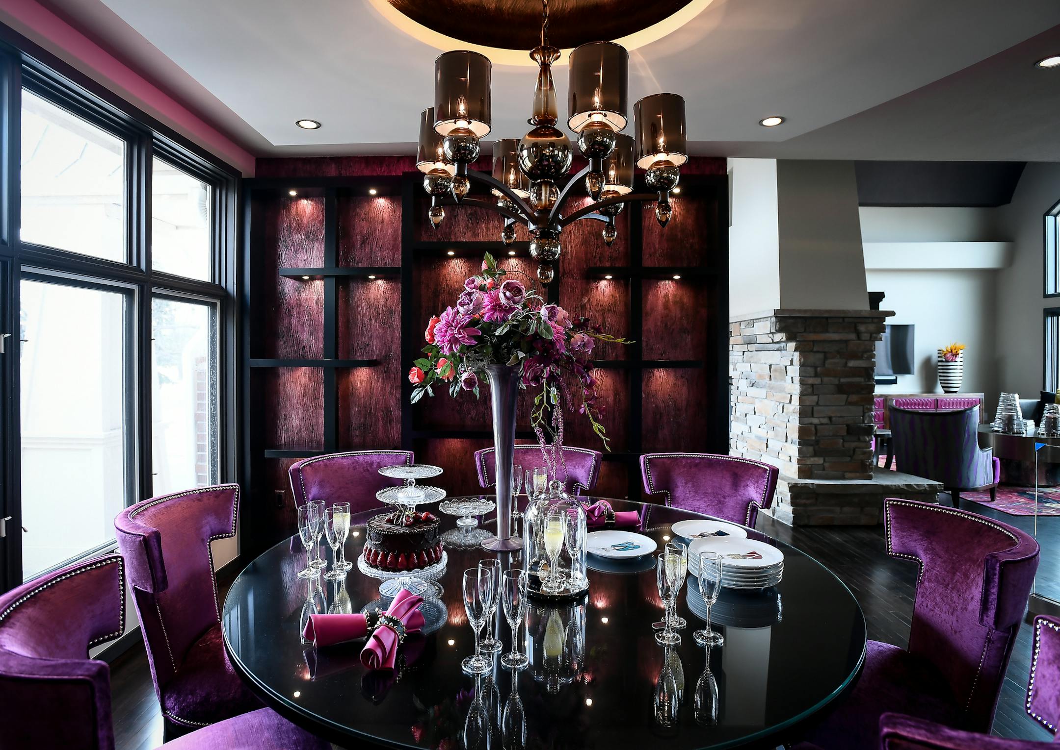 The dining area is now open to the other living spaces and infused with purple in this remodeled home in Plymouth. Below: Homeowner Eric Fan.