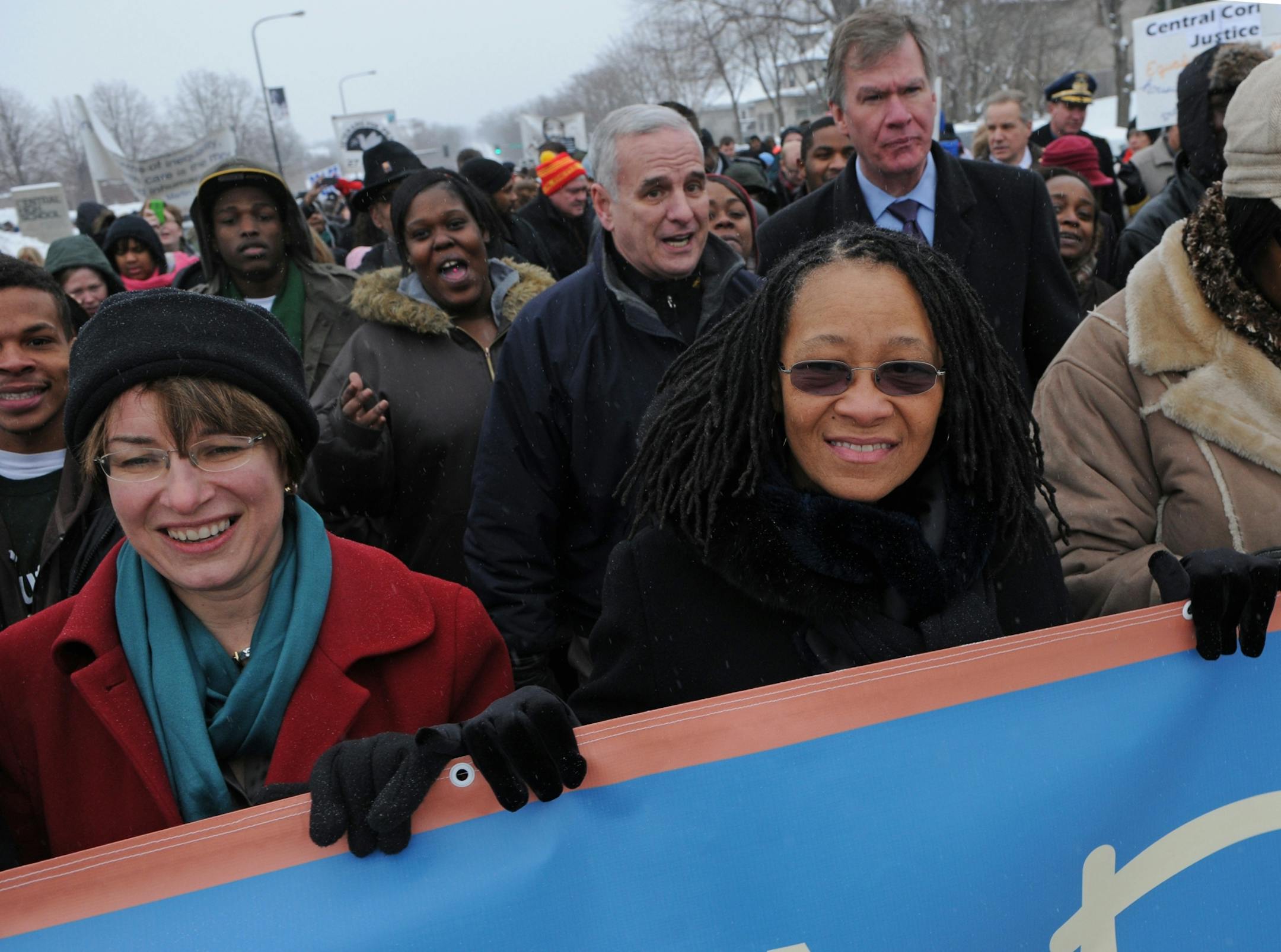 Sen. Amy Klobuchar marched in the MLK Jr. holiday in 2011 along with Gov. Mark Dayton.