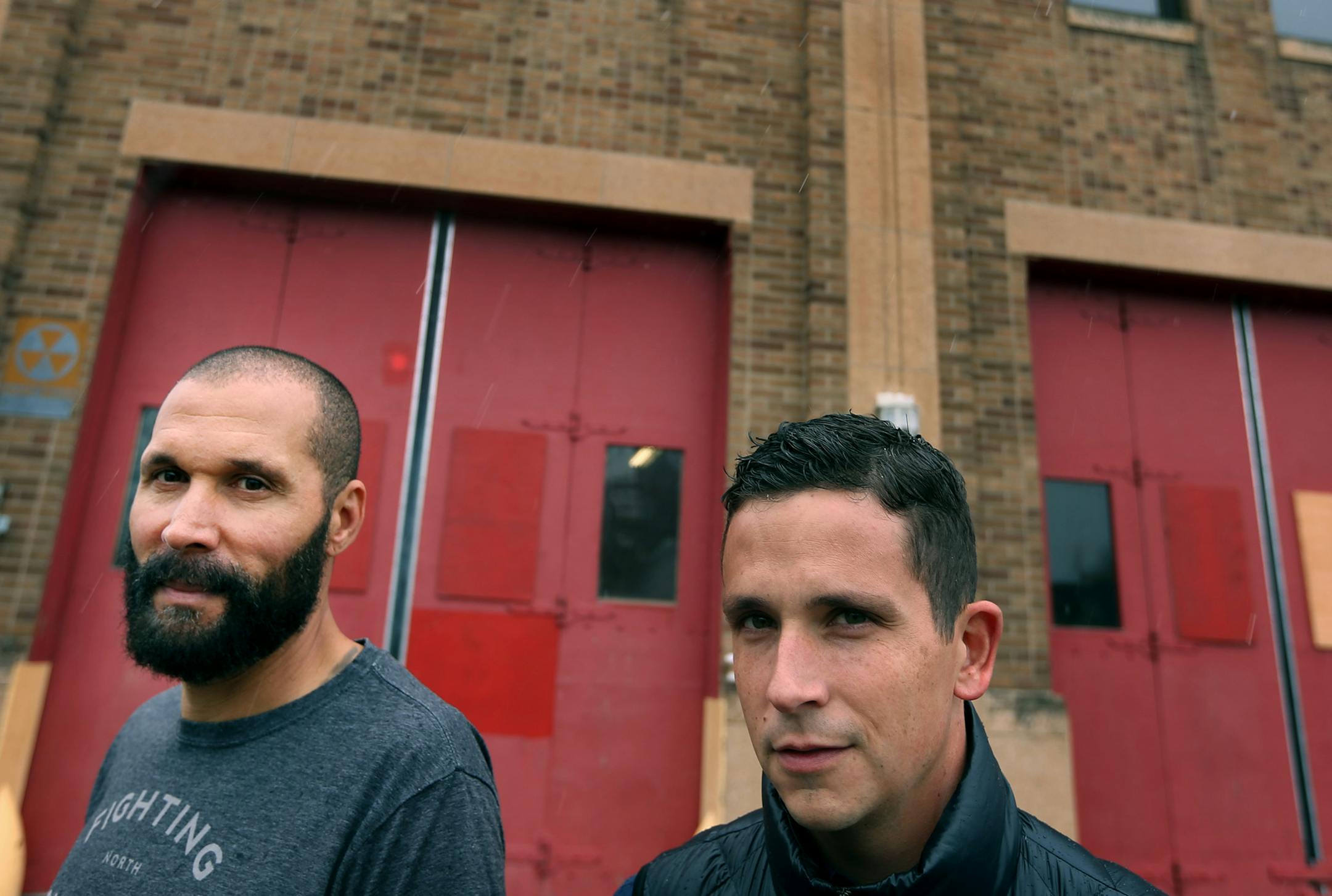 Victor Mills left and Ryan Burnet are in the process of opening up a non-profit boxing gym at an old firehouse in north Minneapolis Wednesday October 28, 2015 in Minneapolis, MN. ] Jerry Holt/ Jerry.Holt@Startribune.com