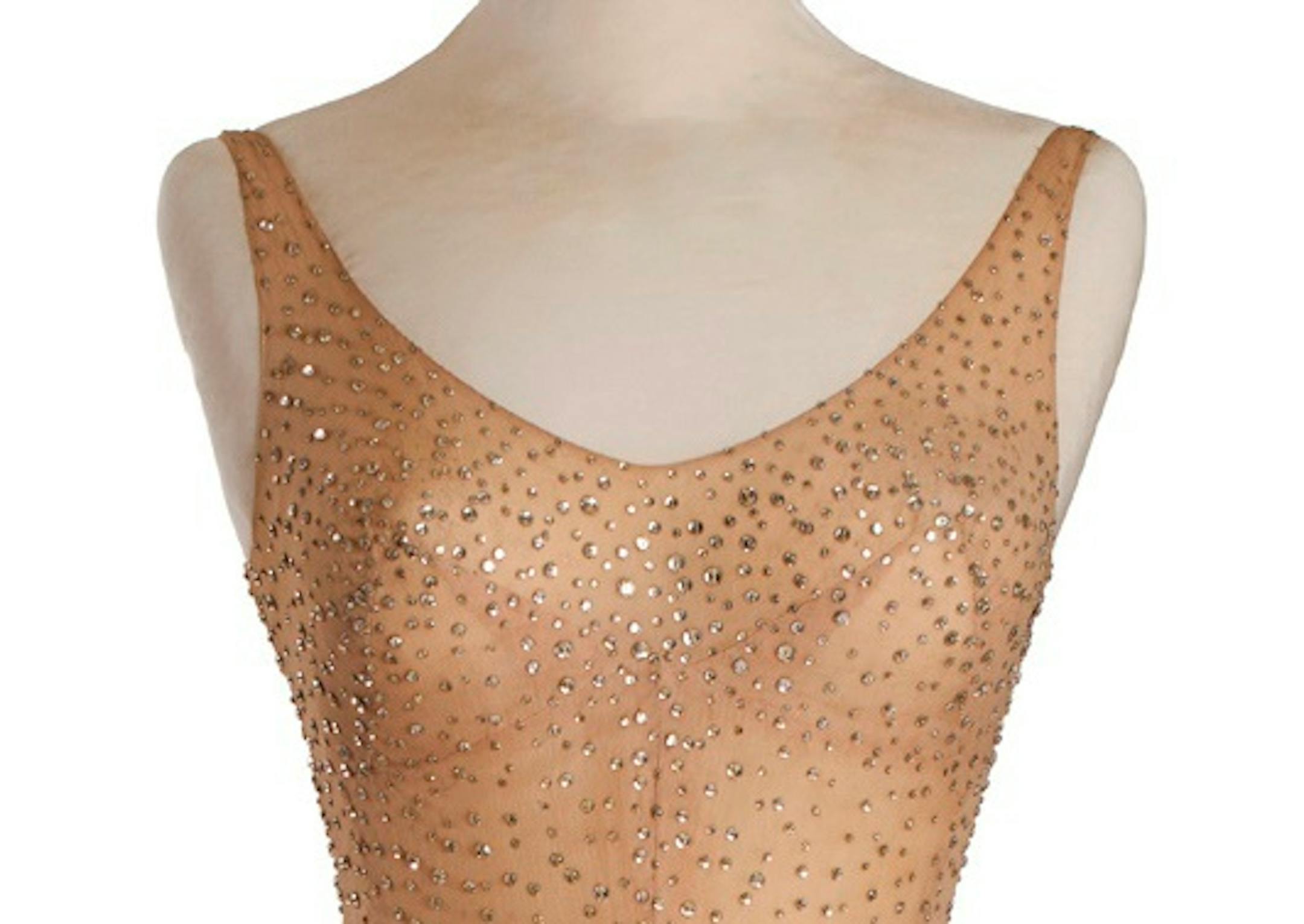 Here's the flesh-colored dress Marilyn Monroe wore during her rendition of "Happy Birthday" to President John F. Kennedy.