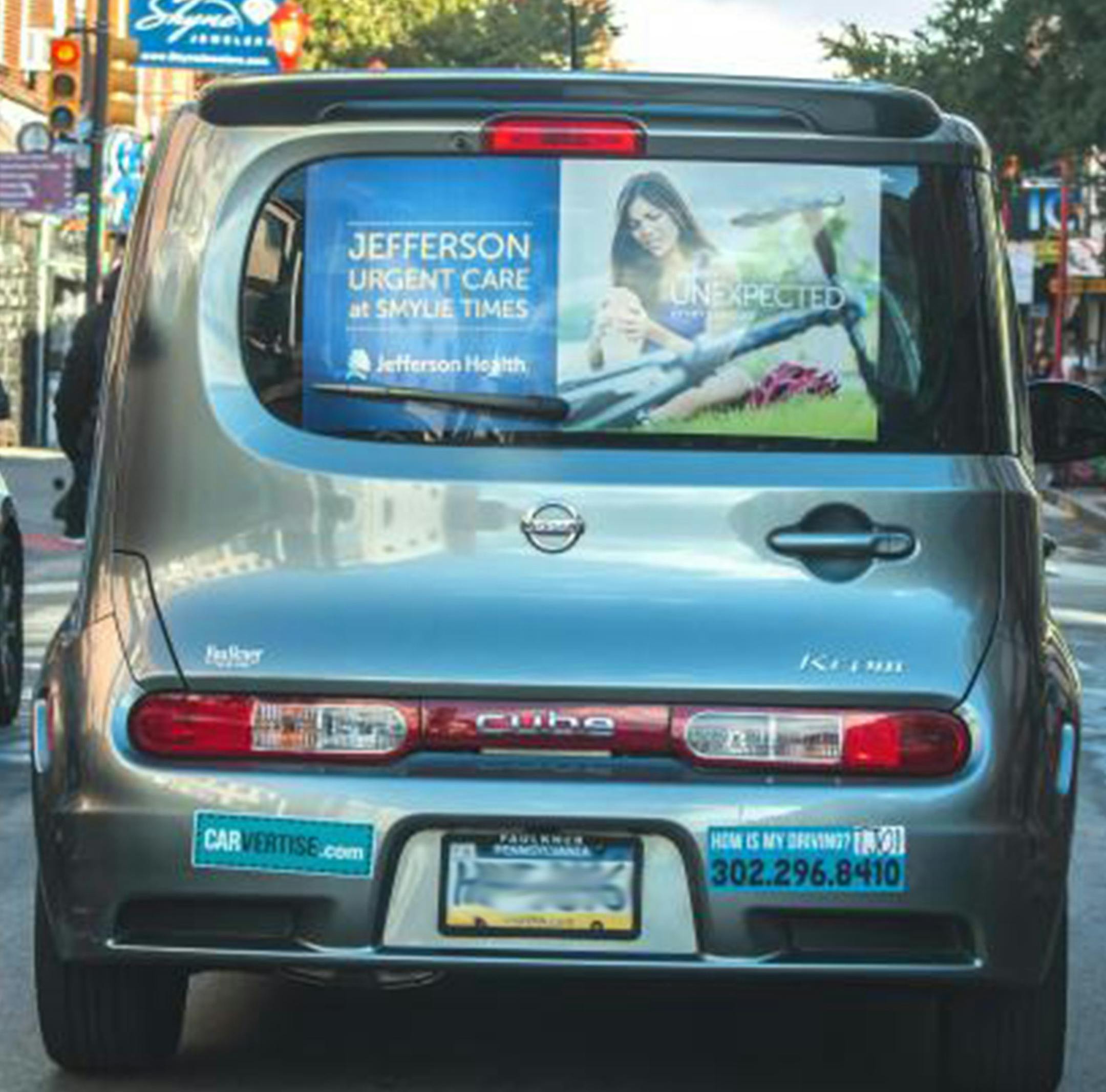 Among Carvertise's clients is Jefferson Health. Drivers are ordinary people with good records and vehicles from the 2005 model year or later. (Carvertise) ORG XMIT: 1180749
