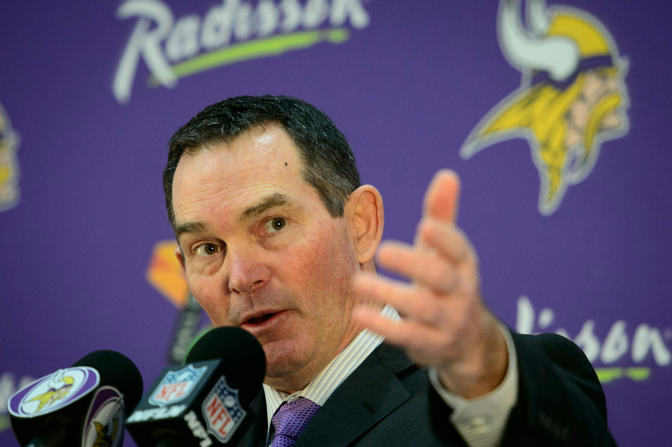 Minnesota Vikings today introduced new head coach Mike Zimmer at a news conference at Winter Park. Friday, January 17, 2014. ] GLEN STUBBE * gstubbe@startribune.com