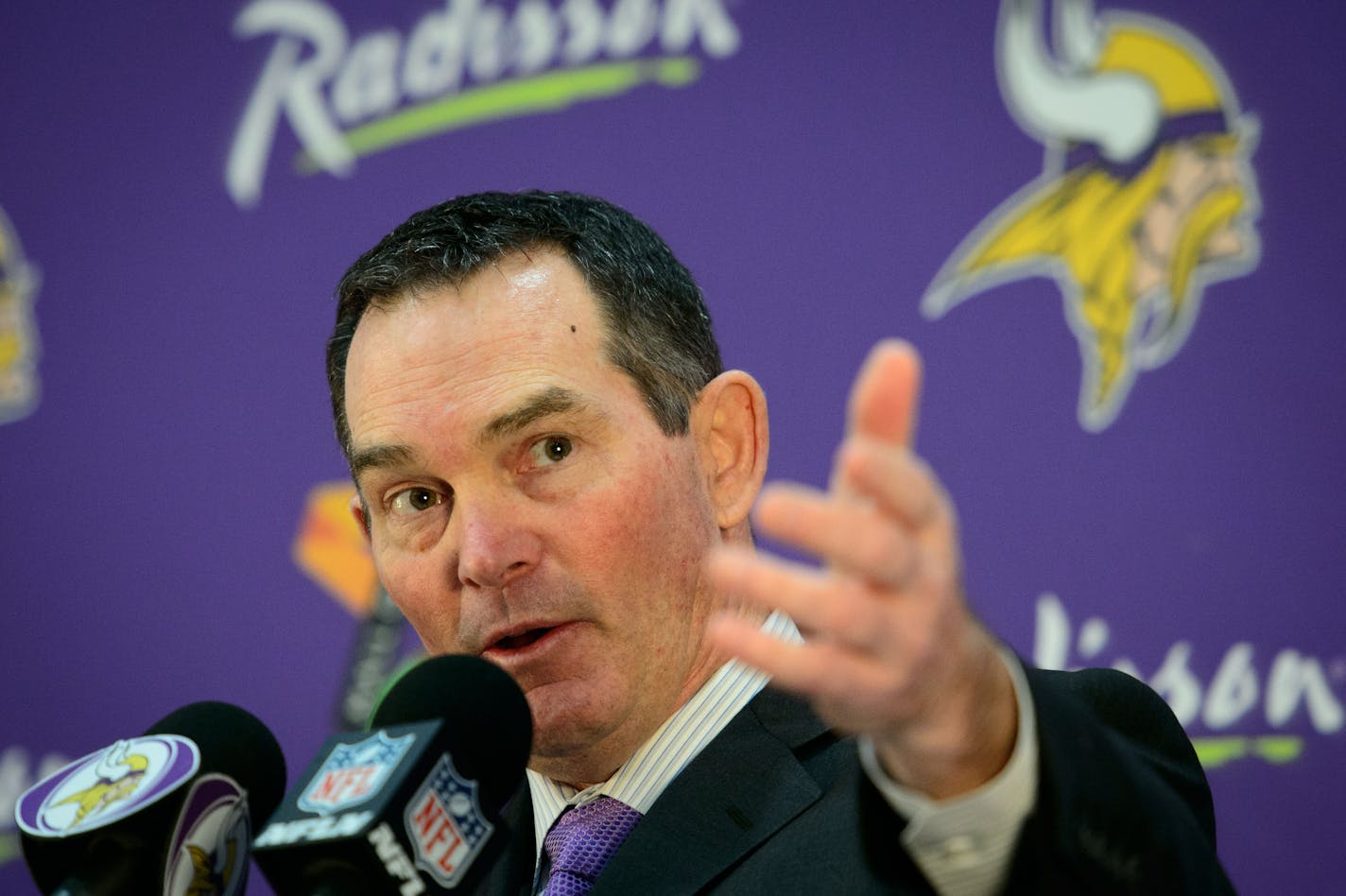 Minnesota Vikings today introduced new head coach Mike Zimmer at a news conference at Winter Park. Friday, January 17, 2014. ] GLEN STUBBE * gstubbe@startribune.com