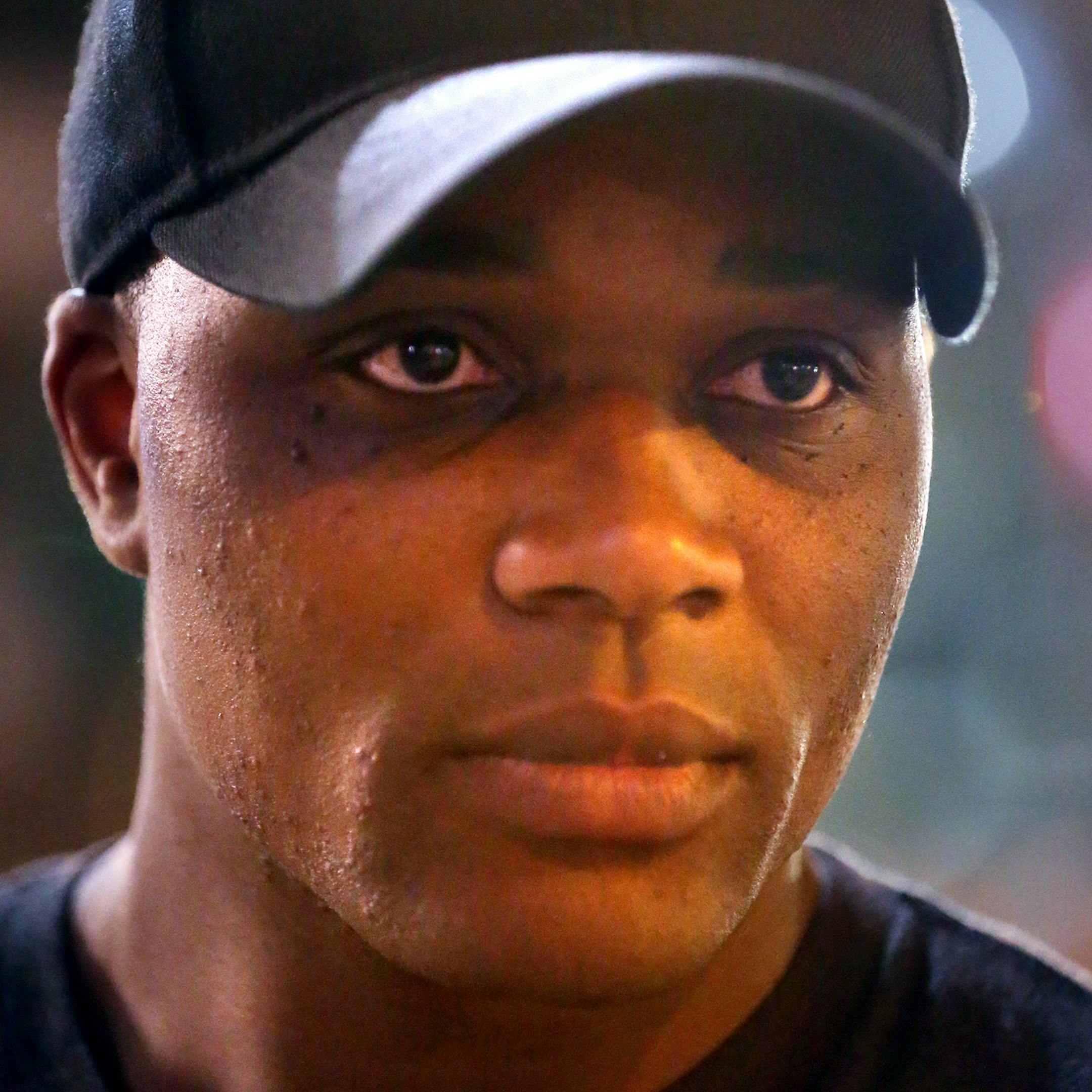 Kalonji Nyembwe, security guard at Cowboy Jack's in Minneapolis on Saturday, June 20, 2015. ] LEILA NAVIDI leila.navidi@startribune.com /