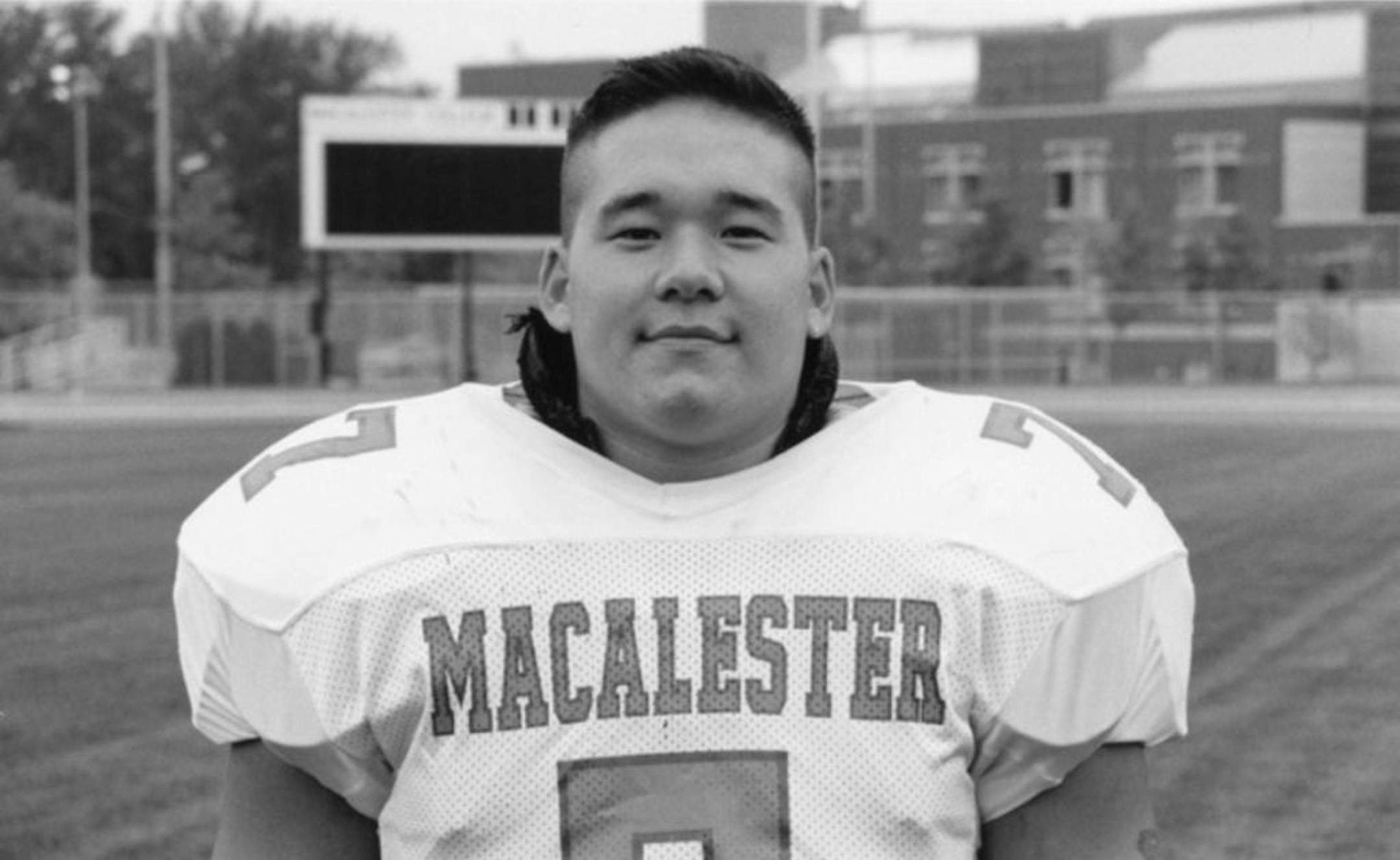 the late Clovis Ray, a one-time Wells Fargo banker, as a Macalester football player