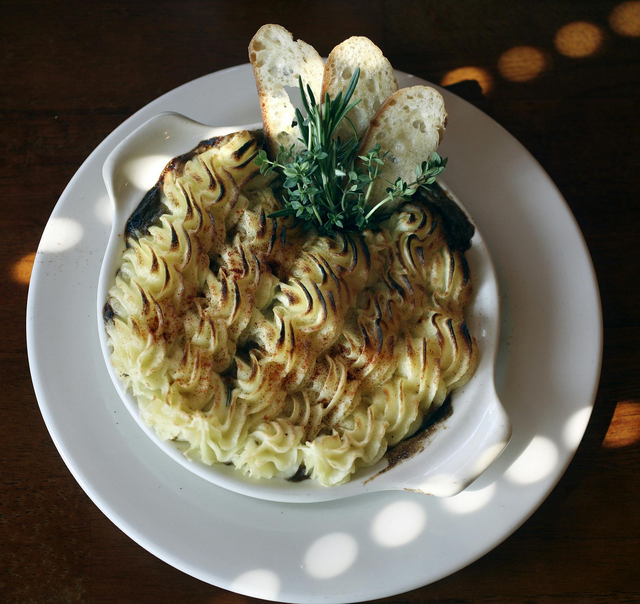 The Shepherd's Pie at Kip's Pub is made with slow cooked lamb, leeks, carrots and peas and is topped with mashed potatoes.