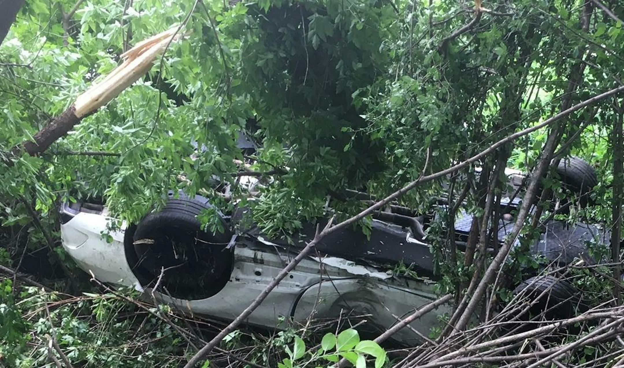 This vehicle landed on its roof after leaving a road in Wayzata.