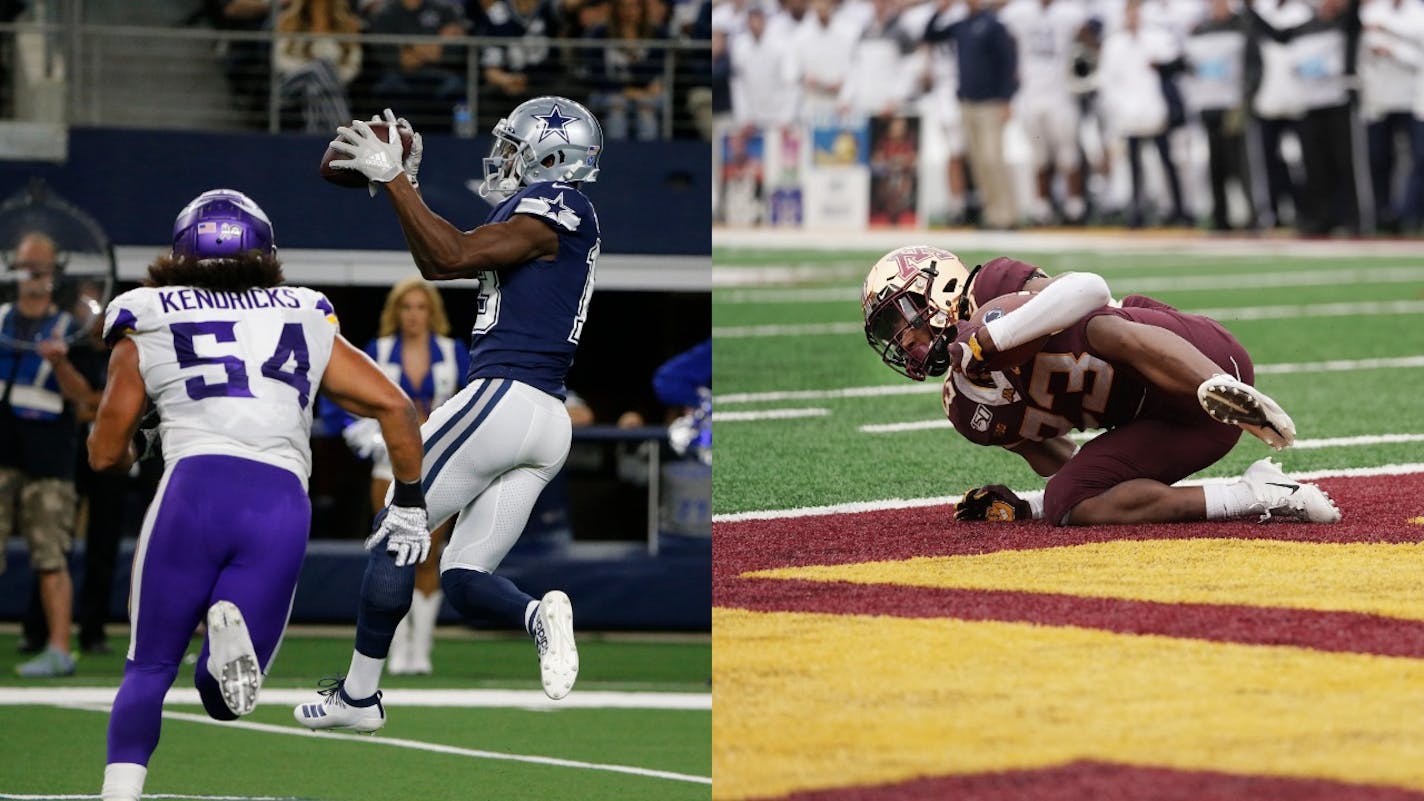 Vital defensive plays made by Vikings linebacker Eric Kendricks (left) and Gophers defensive back Jordan Howden propelled their teams to victory this weekend.