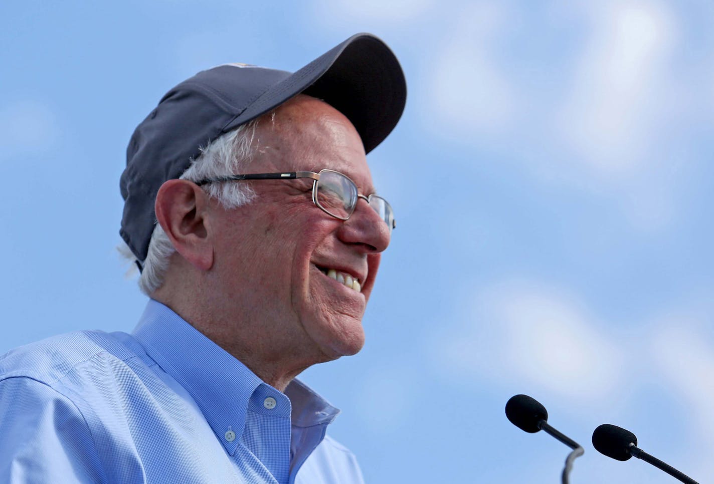 Donning a UCF hat, then-Democratic presidential candidate Bernie Sanders greets cheering supporters on Thursday, March 10, 2016, at his rally in Kissimmee, Fla. (Joe Burbank/Orlando Sentinel/TNS) ORG XMIT: 1204598 ORG XMIT: MIN1706211458401794