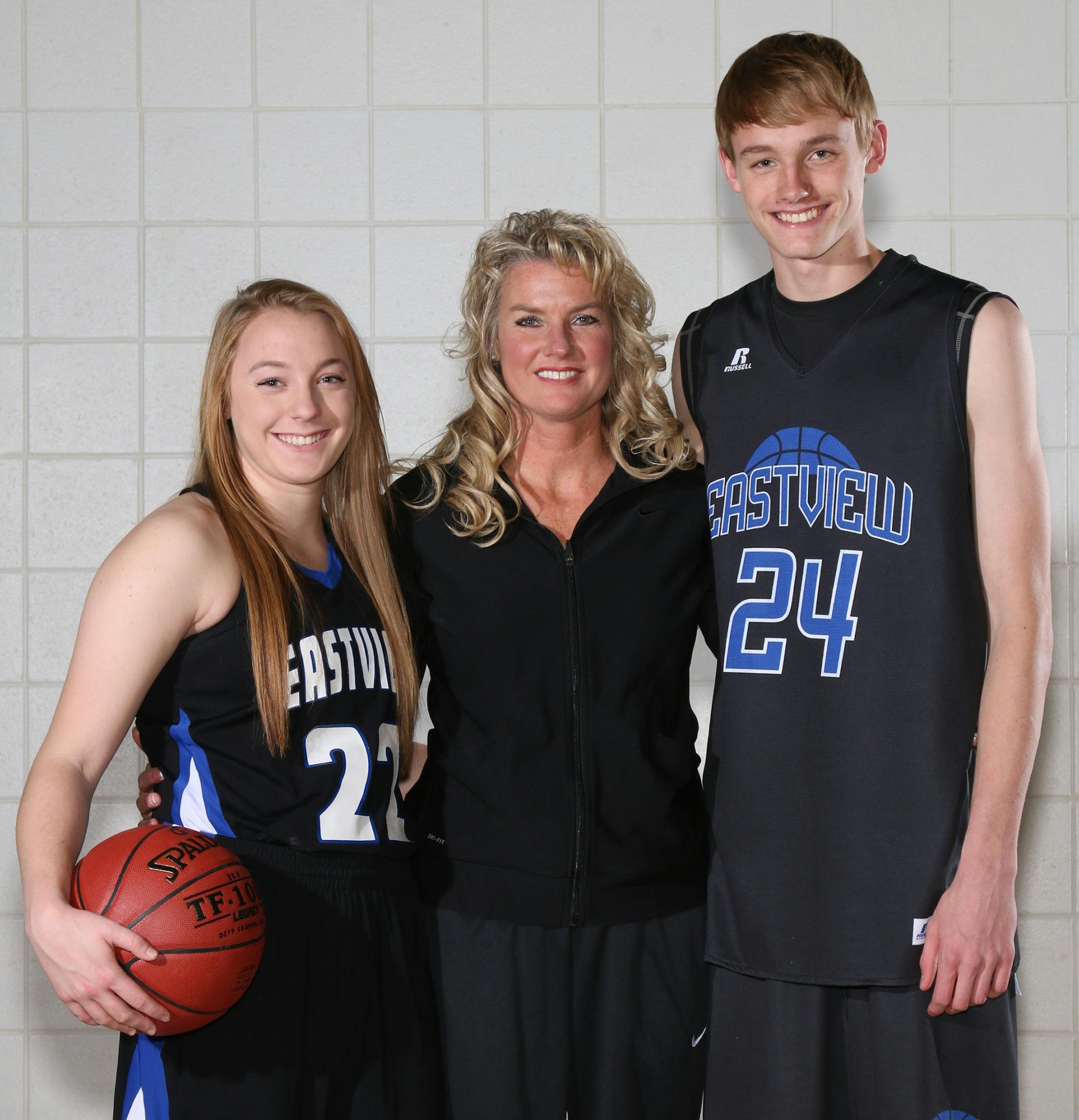 Madison, Melissa and Drew Guebert, Melissa is the girls' coach at Eastview, where Madison is a top player. Drew plays on the boys' team at Eastview and came on this season.