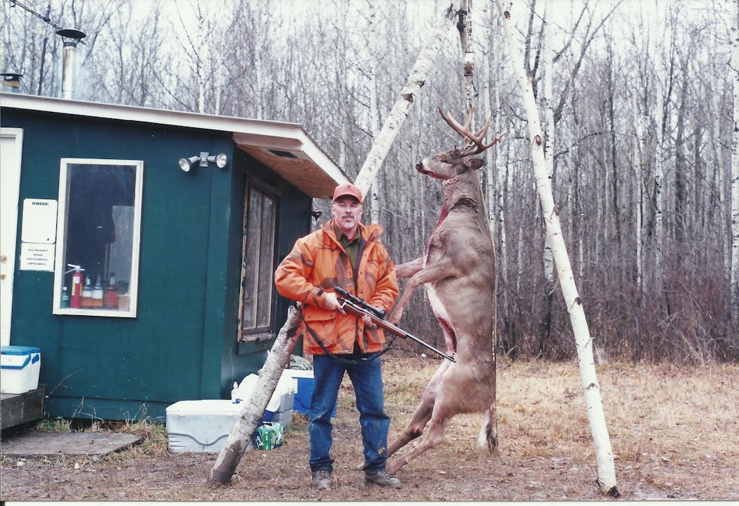 Jeff Bishop of Grand Rapids, Minn., has hunted out of his shack near Effie since 1980 and regularly, with his friends, shot bucks like this one. Then wolves moved in some years ago. “Now, like a friend says, we have a better chance up here of seeing Big Foot than we do a deer,’’ Bishop said.