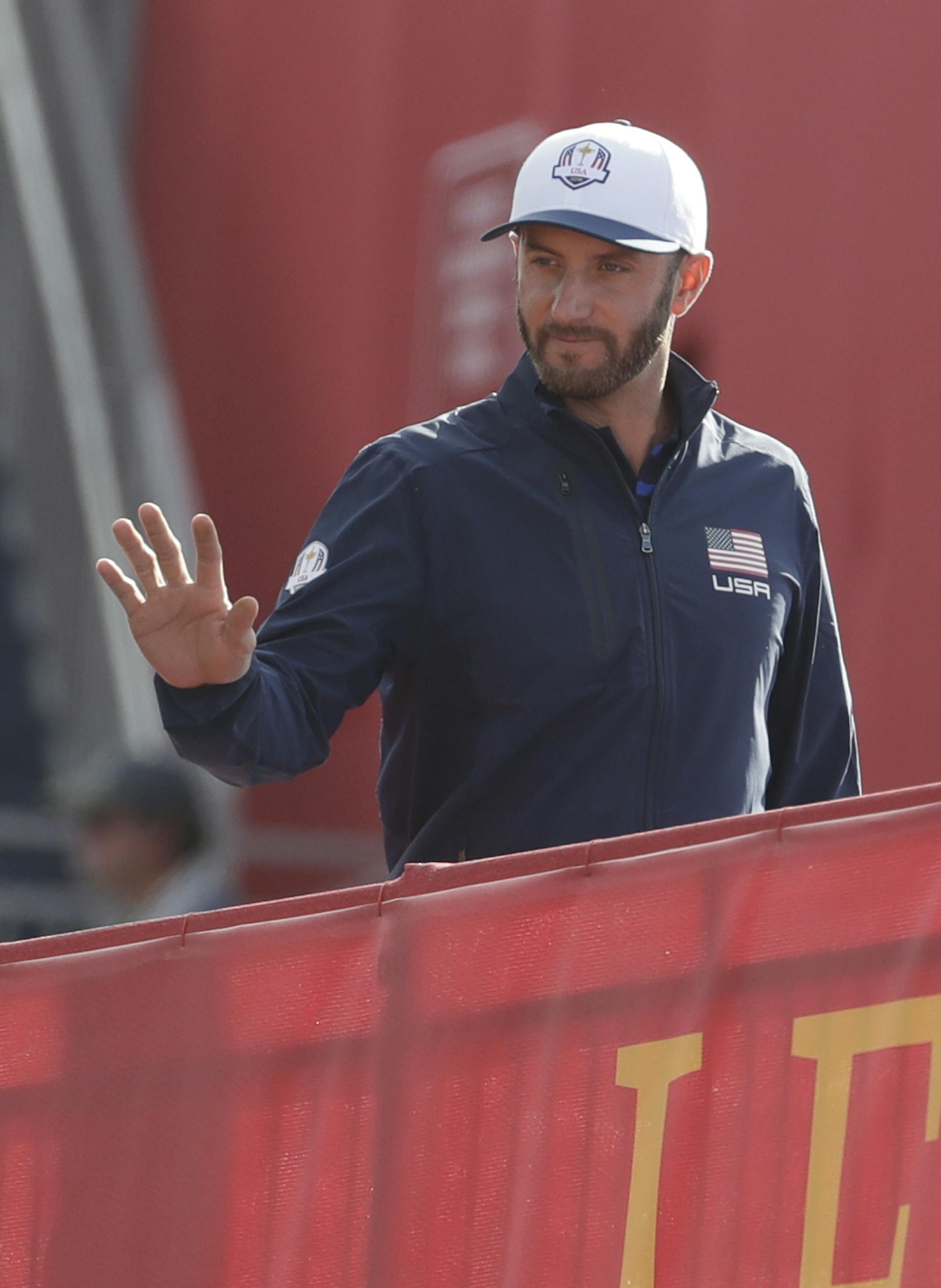 United States’ Dustin Johnson walks to the range before a practice round for the Ryder Cup golf tournament Thursday, Sept. 29, 2016, at Hazeltine National Golf Club in Chaska, Minn. (AP Photo/Chris Carlson)