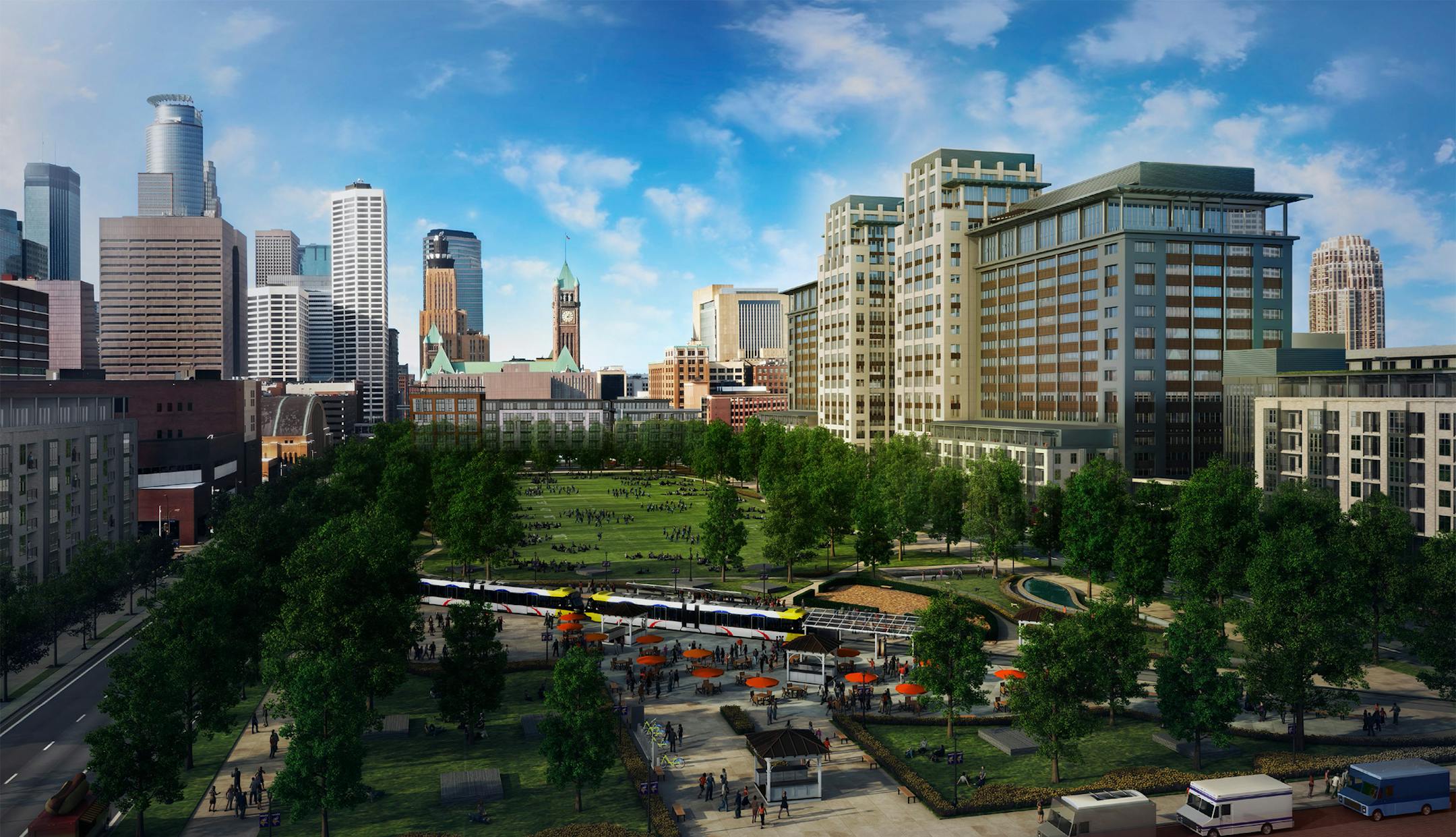 Downtown East Day view from stadium Ryan Companies