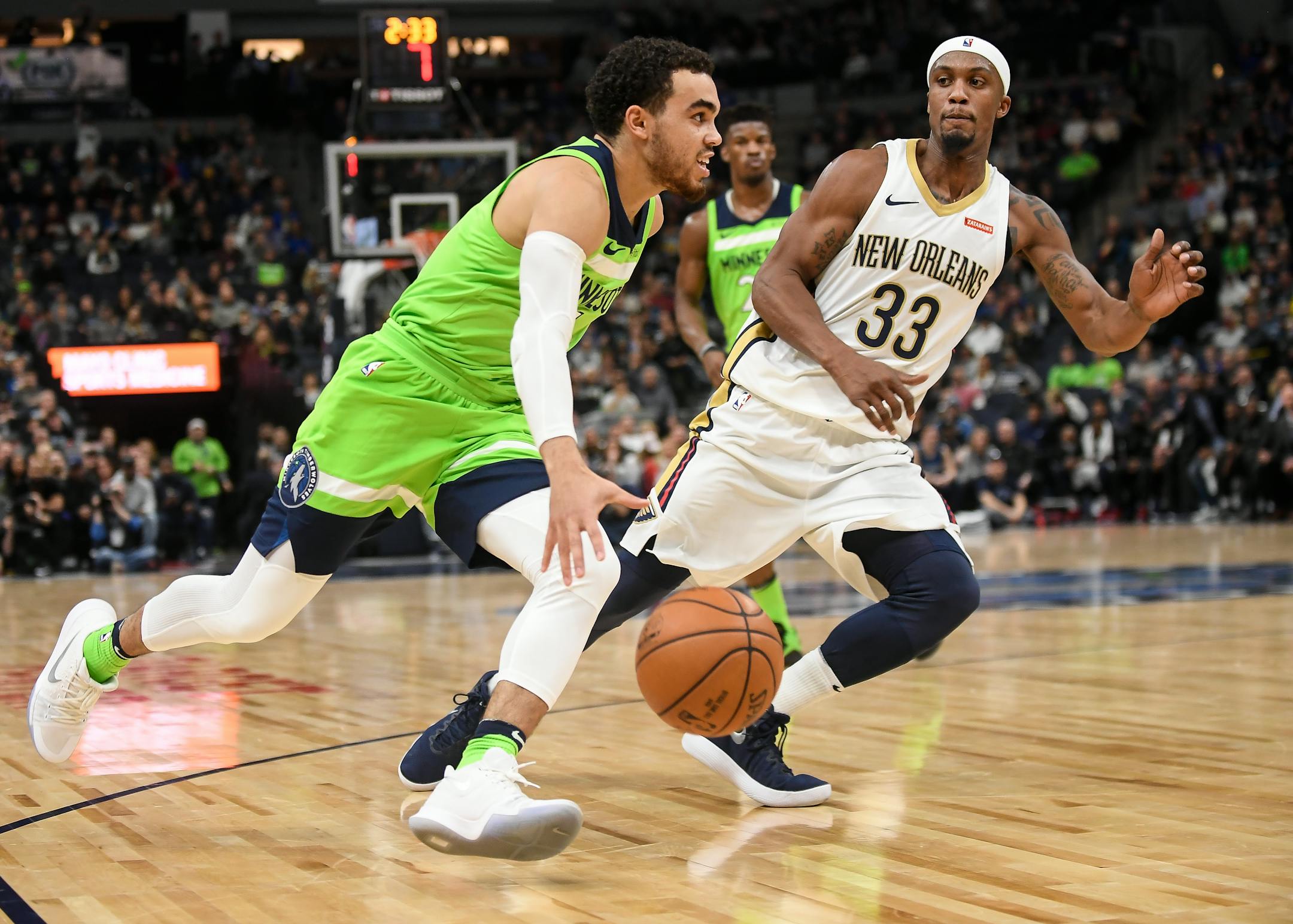 Wolves reserve point guard Tyus Jones got important fourth-quarter minutes against the Nets on Saturday.