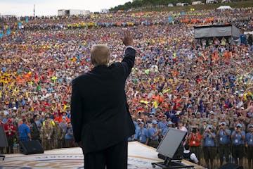 President Donald Trump at the Boy Scouts of America's 2017 National Scout Jamboree at the Summit Bechtel National Scout Reserve in Glen Jean, W.Va., J