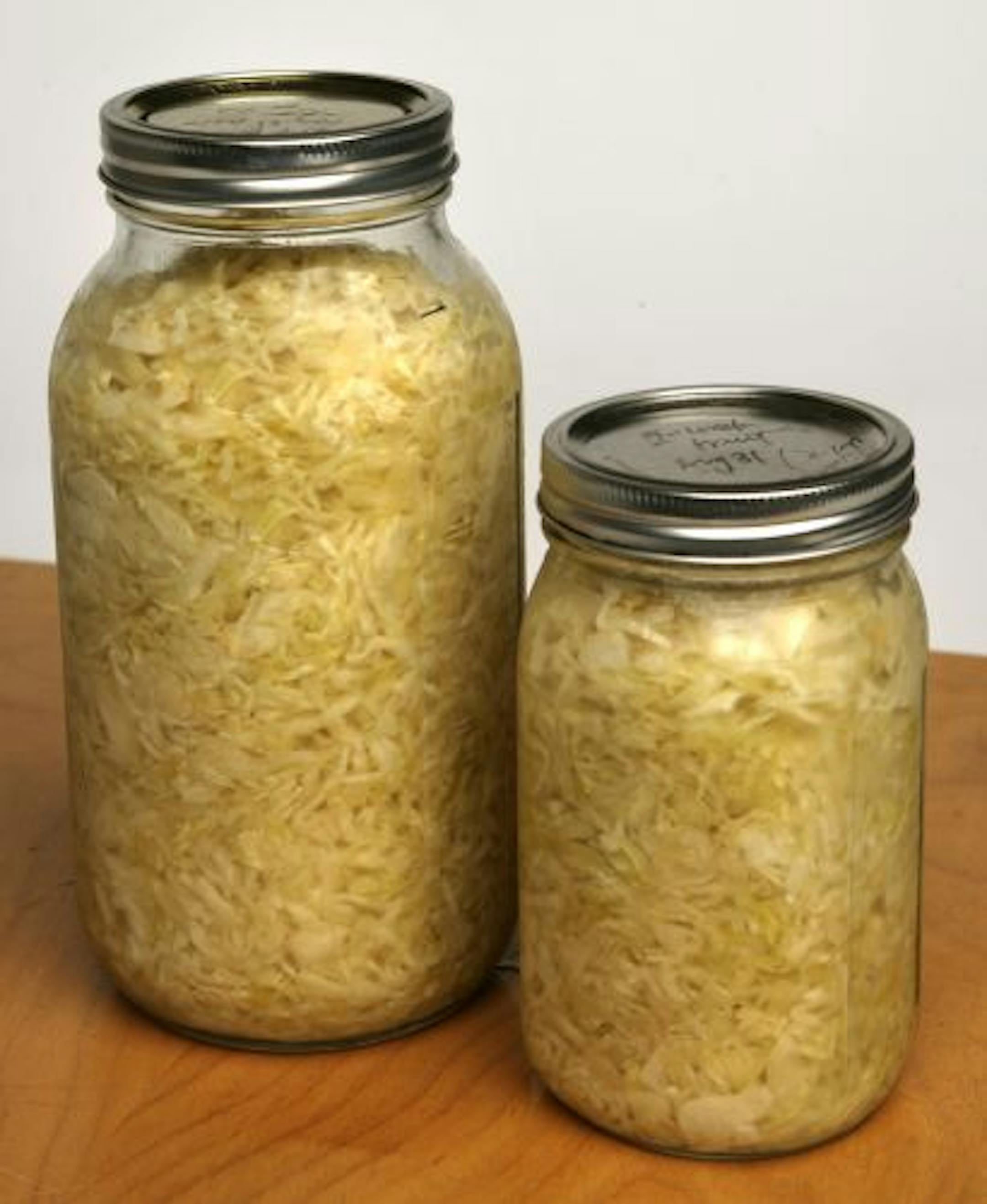 Homemade sauerkraut can be made with five pounds of cabbage and three tablespoons of salt.
