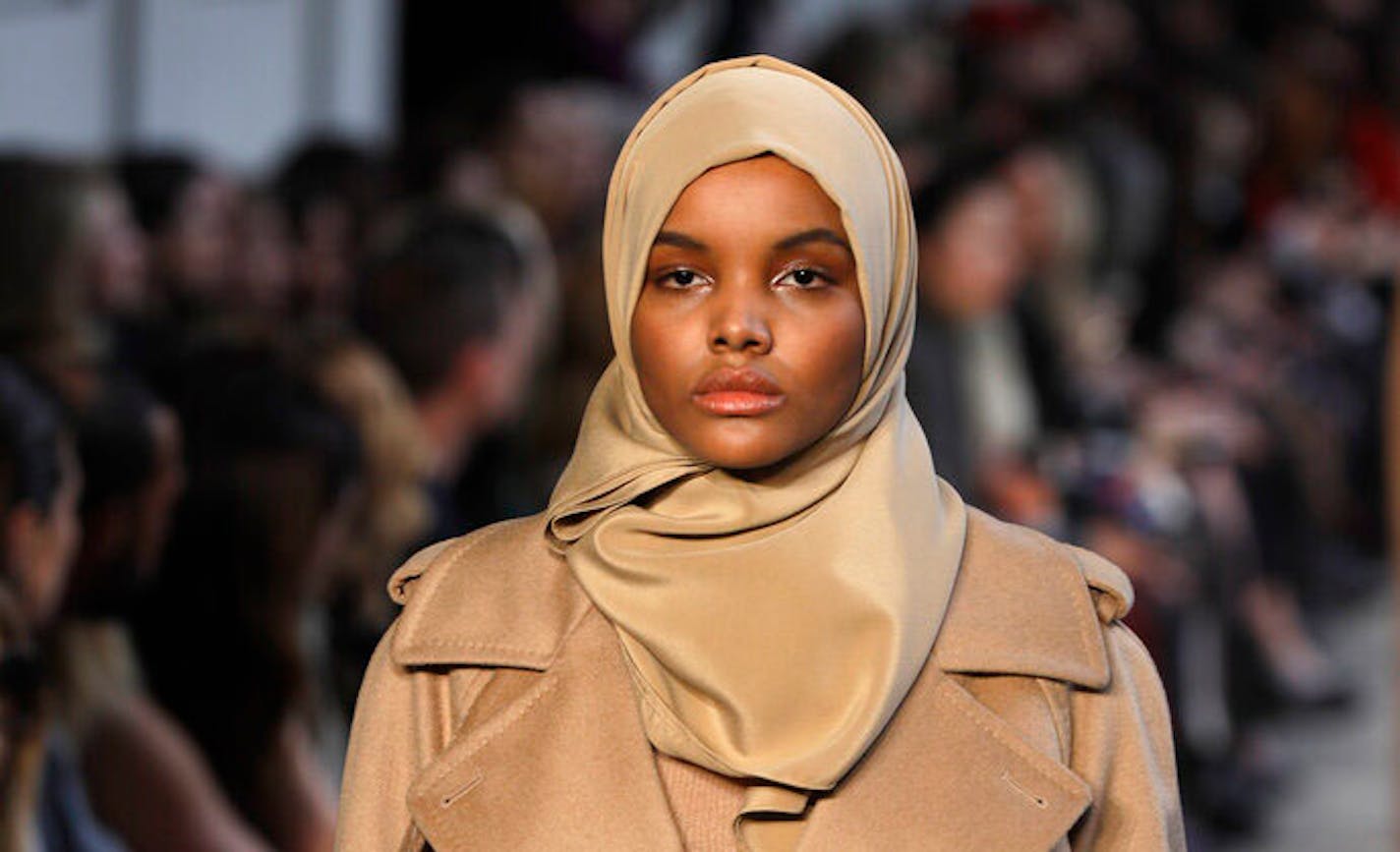 Halima Aden walked on the runway for the Max Mara women's Fall-Winter 2017-18 collection in Milan on Feb. 23, 2017.