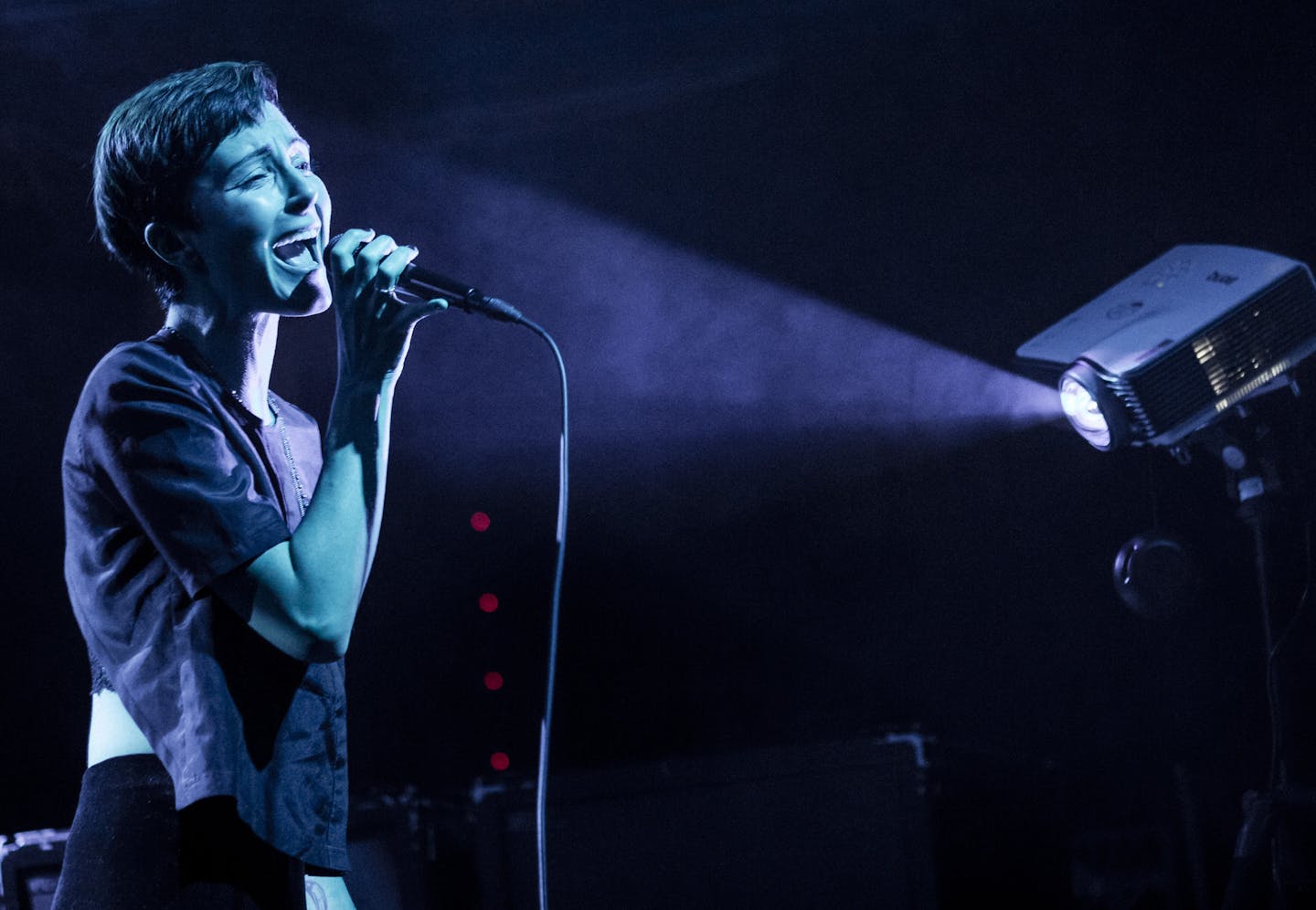 Channy Leaneagh of the indie group Polica performs at Webster Hall in New York, Nov. 8, 2013. The Minneapolis band, which emerged from the Gayngs soft-rock collective, performed its songs of looming heartache without the vocal Auto-Tune heard in its albums. (Chad Batka/The New York Times)