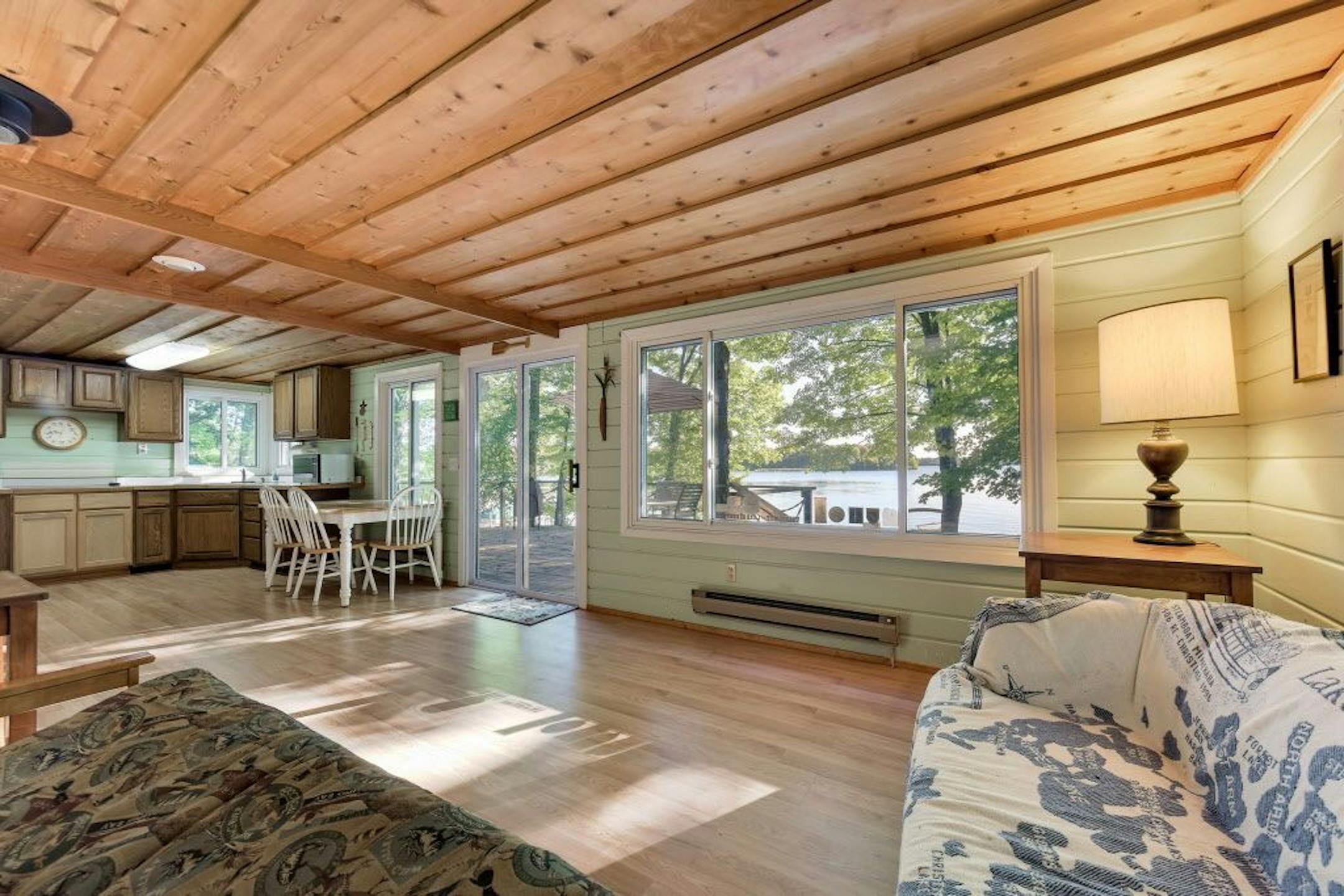 The main living area has wood floors.