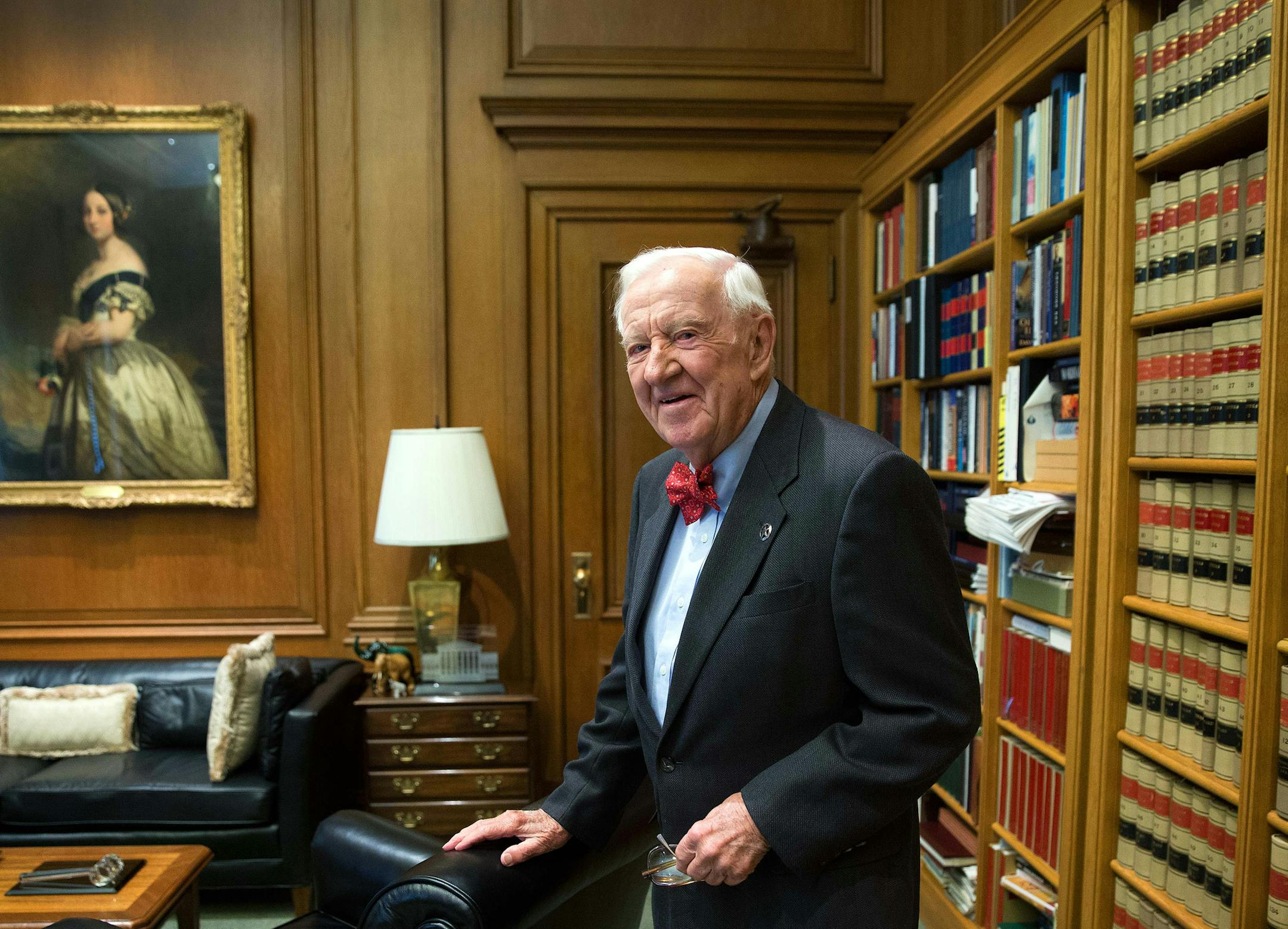 FILE -- Retired Associate Justice John Paul Stevens during a visit to the Supreme Court in Washington on April 15, 2014. In an op-ed column published in The New York Times on March 27, 2018, Stevens called for a repeal of the Second Amendment. (Doug Mills/The New York Times)