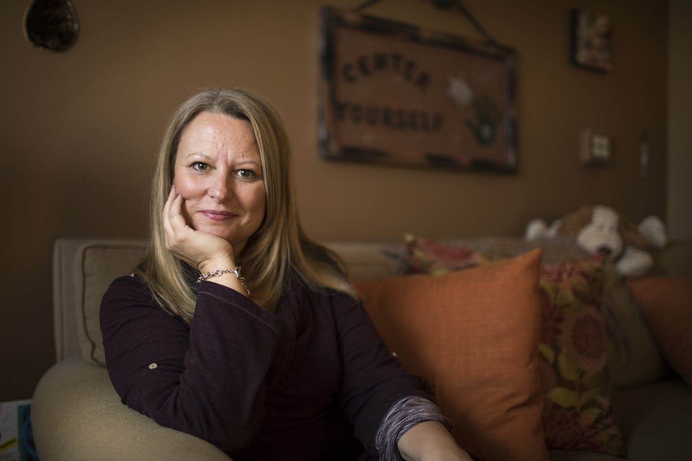 Grief counselor Kelly Grosklags in her Minneapolis office.