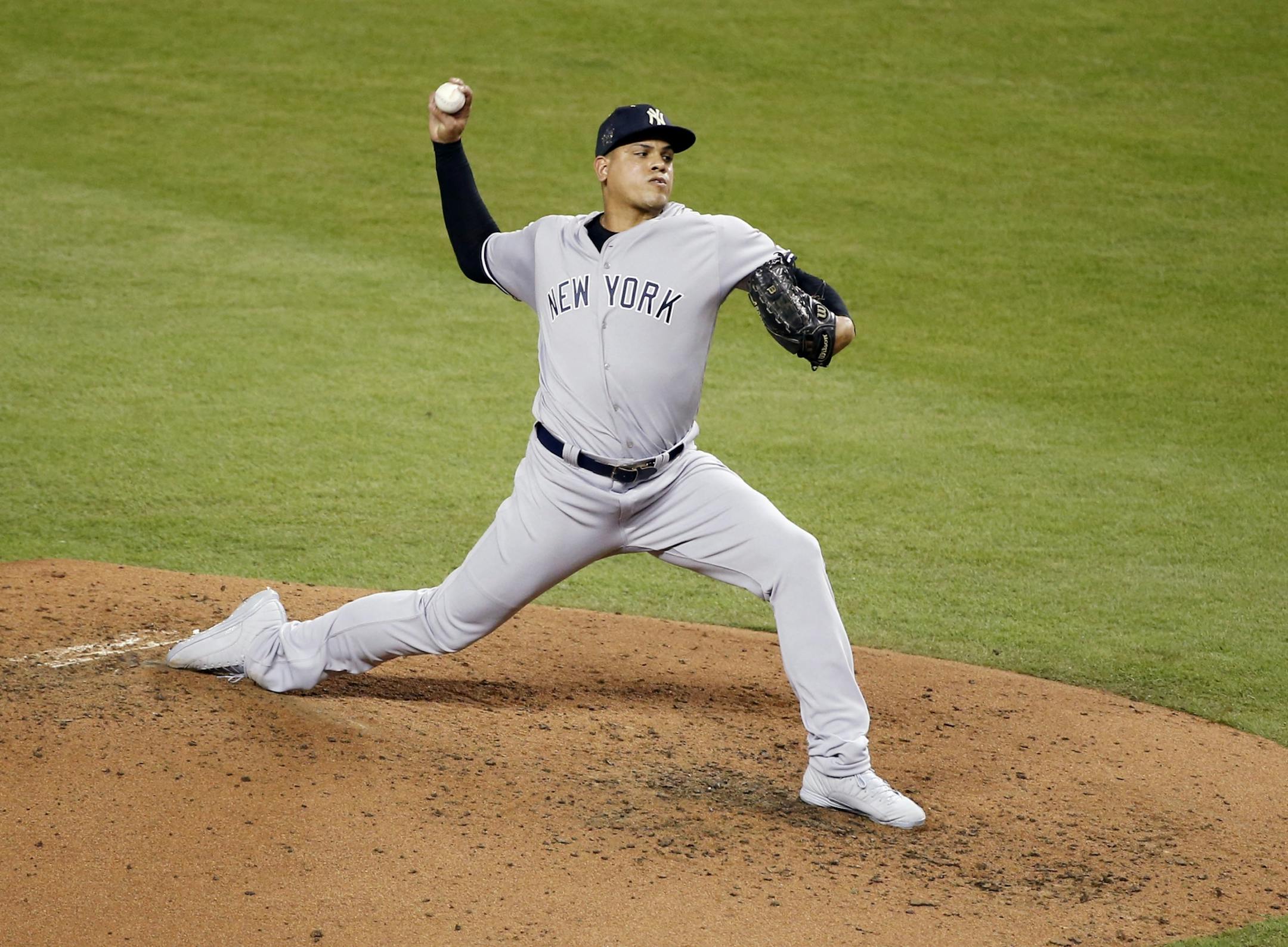 American League's New York Yankees pitcher Dellin Betances (68), delivers a pitch, during the third inning at the MLB baseball All-Star Game, Tuesday, July 11, 2017, in Miami.