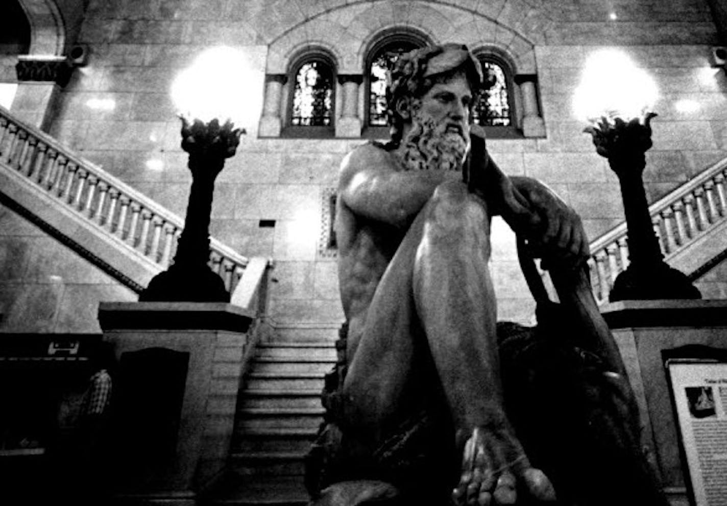 The Father of Waters statue as it appeared in the City Hall rotunda in 1987.