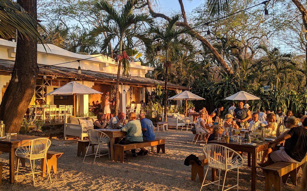 La Luna restaurant offers Mediterranean cuisine and sunset dining on the beach in Nosara.
