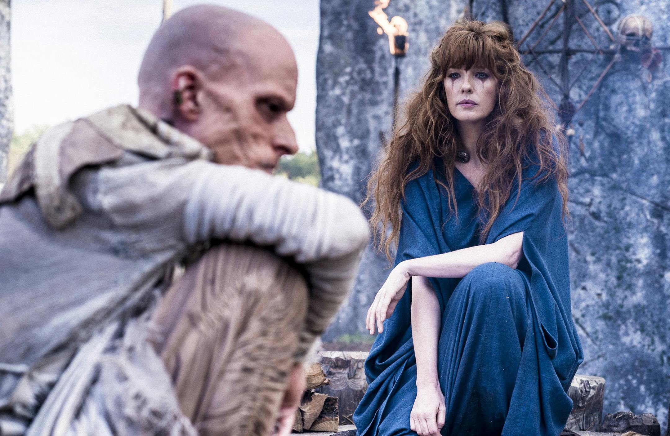 Mackenzie Crook as Veran and Kelly Reilly as Kerra on "Britannia."
credit: Sky Atlantic